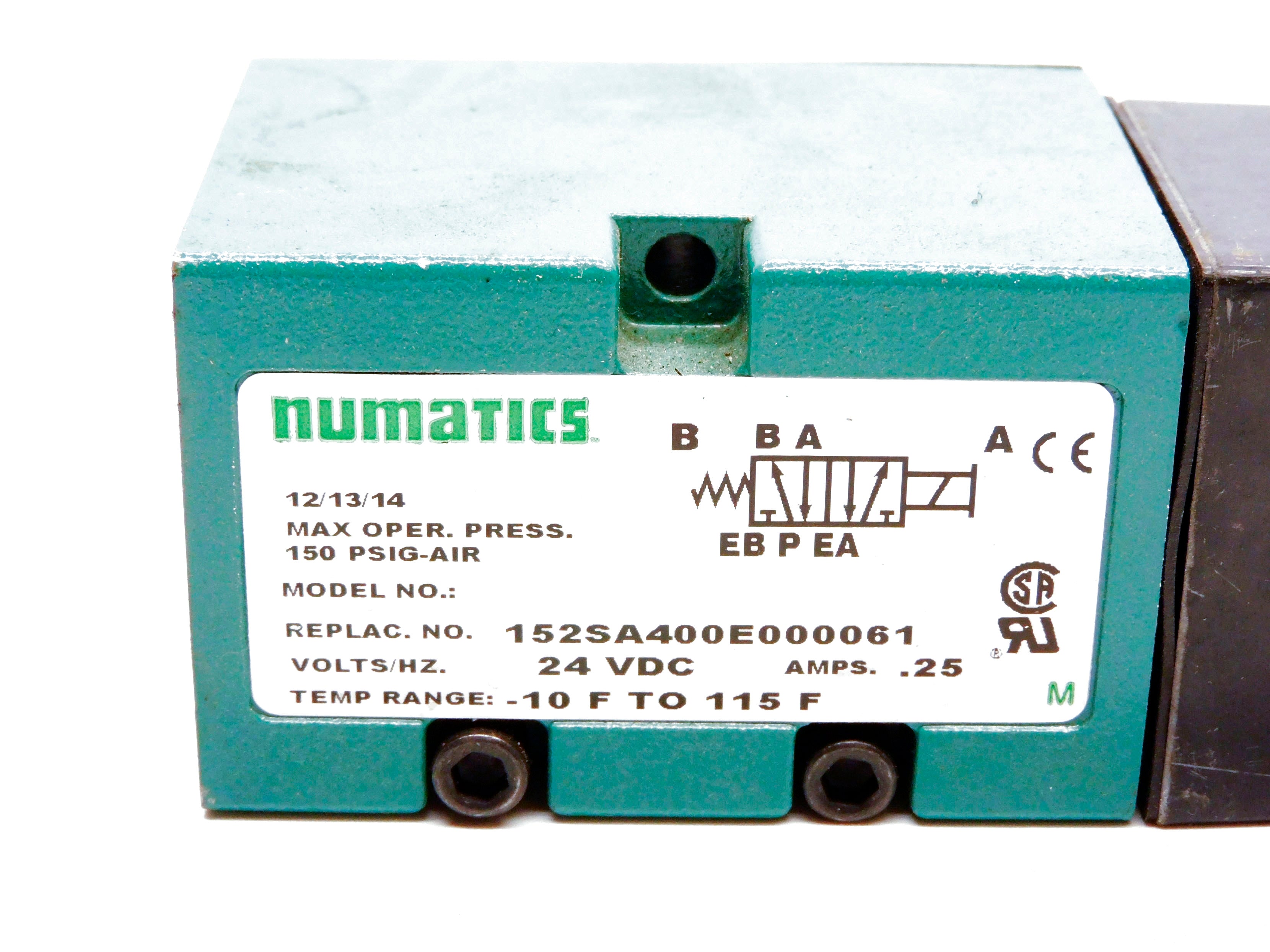 NUMATICS 152SA400E000061 24VDC .25A 150PSI NSNP