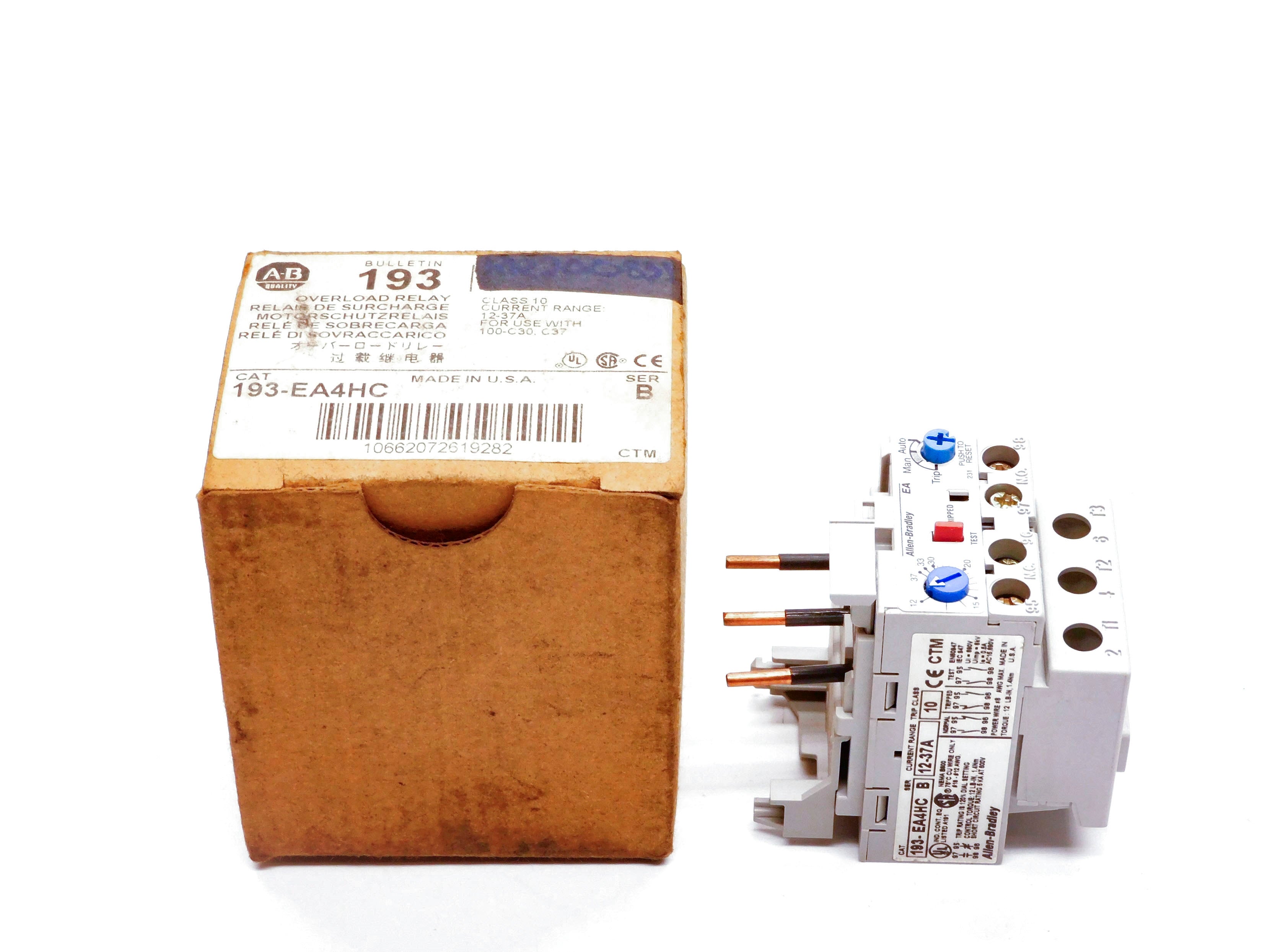ALLEN BRADLEY 193-EA4HC SER. B 600V 12-37A (BR/WH) NSMP