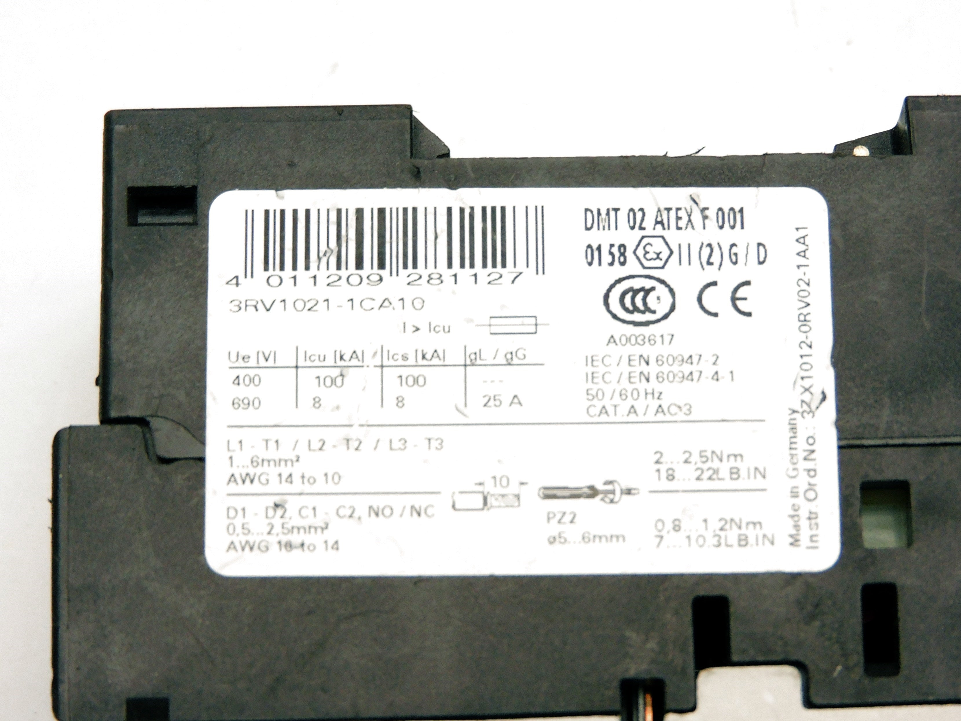 SIEMENS 3RV1021-1CA10 1.8-2.5A NSNP