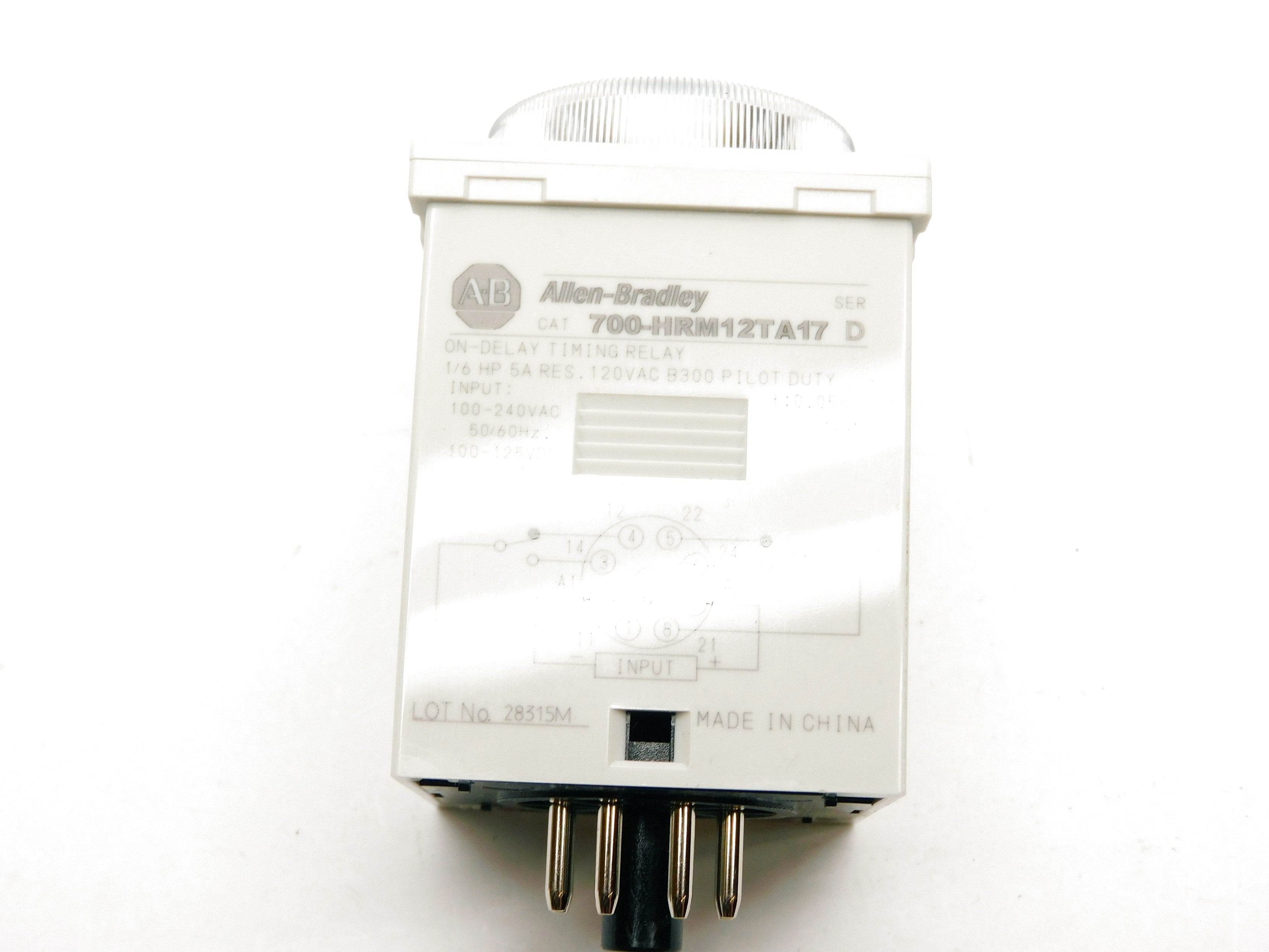 ALLEN BRADLEY 700-HRM12TA17 SER. D 100-240VAC 5A 0-30S (WH) NSMP