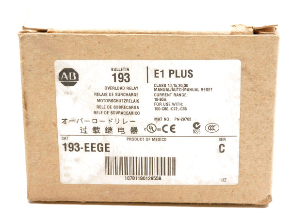 ALLEN BRADLEY 193-EEGE SER. C 600V 18-90A (BR/WH) NSMP