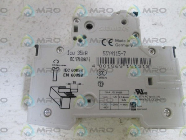 SIEMENS CIRCUIT BREAKER 5SY4115-7 UNMP