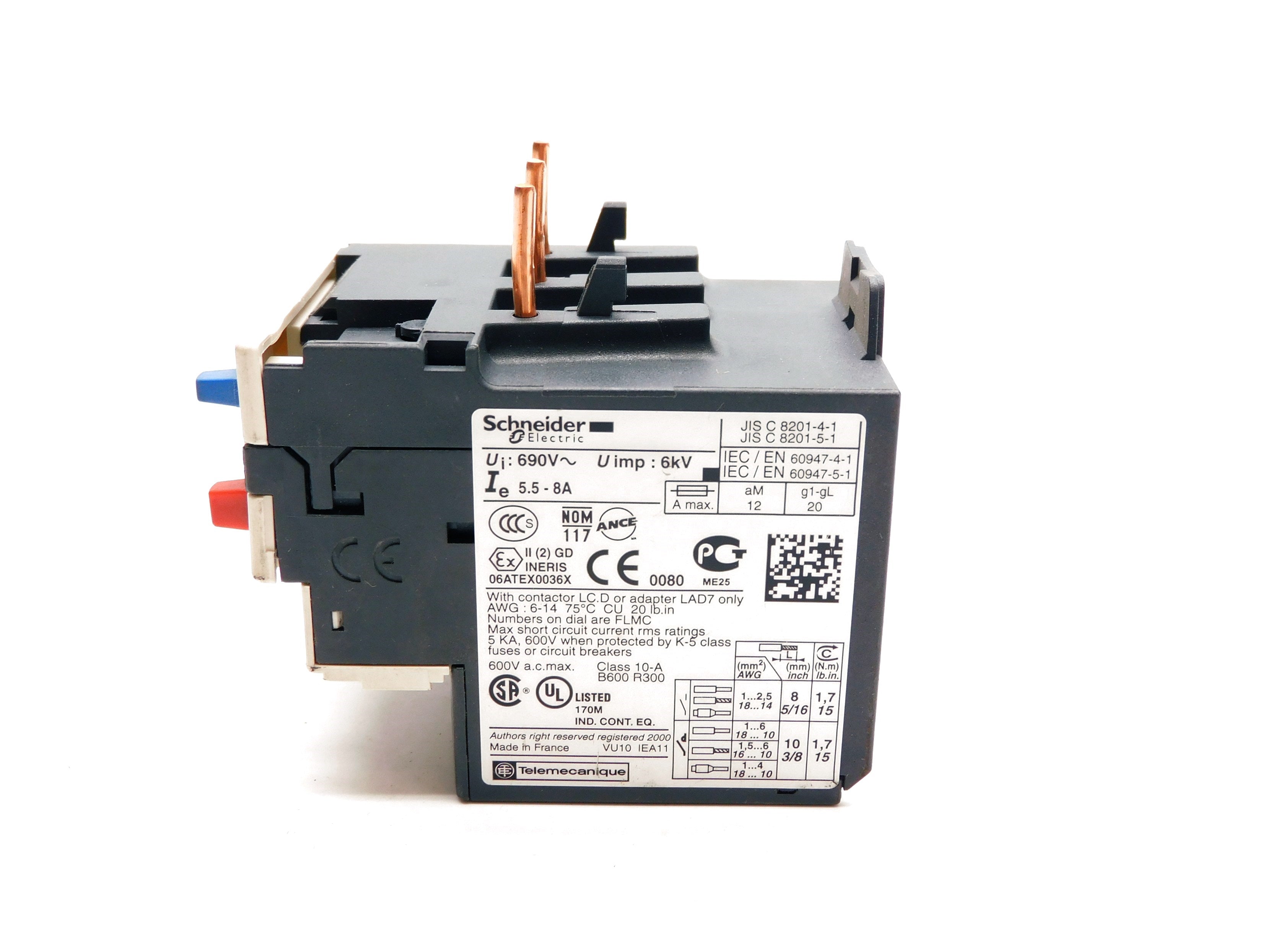SCHNEIDER ELECTRIC LRD12 600VAC 5.5-8A UNMP