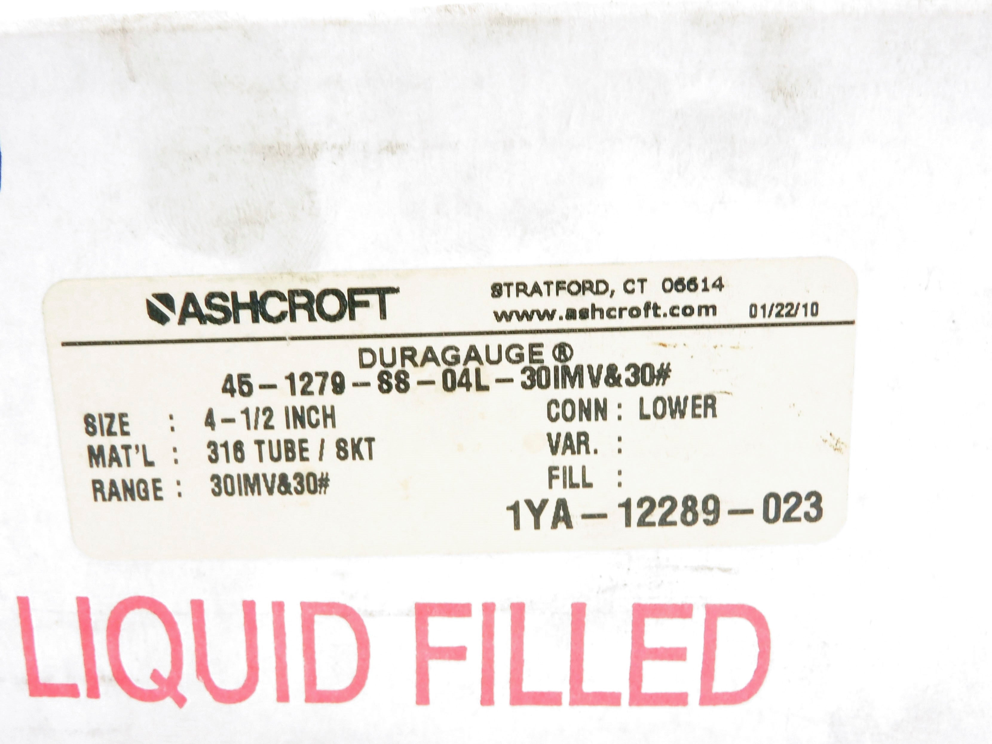 ASHCROFT 451279SS04L-30IMV&30# NSMP