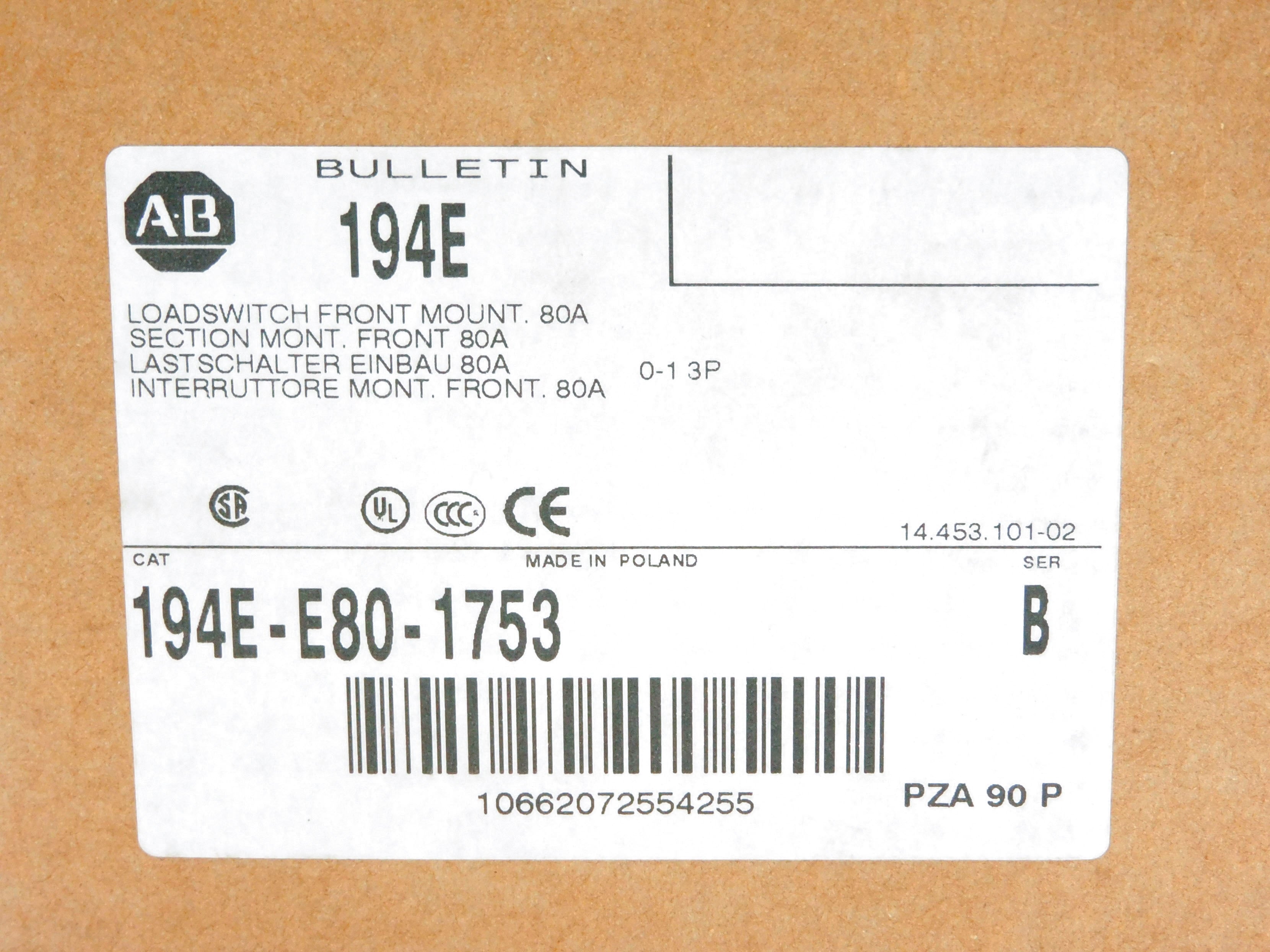 INDUSTRIAL SPARE PART 194E-E80-1753 SER. B 690V 80A (BR/WH) NSMP