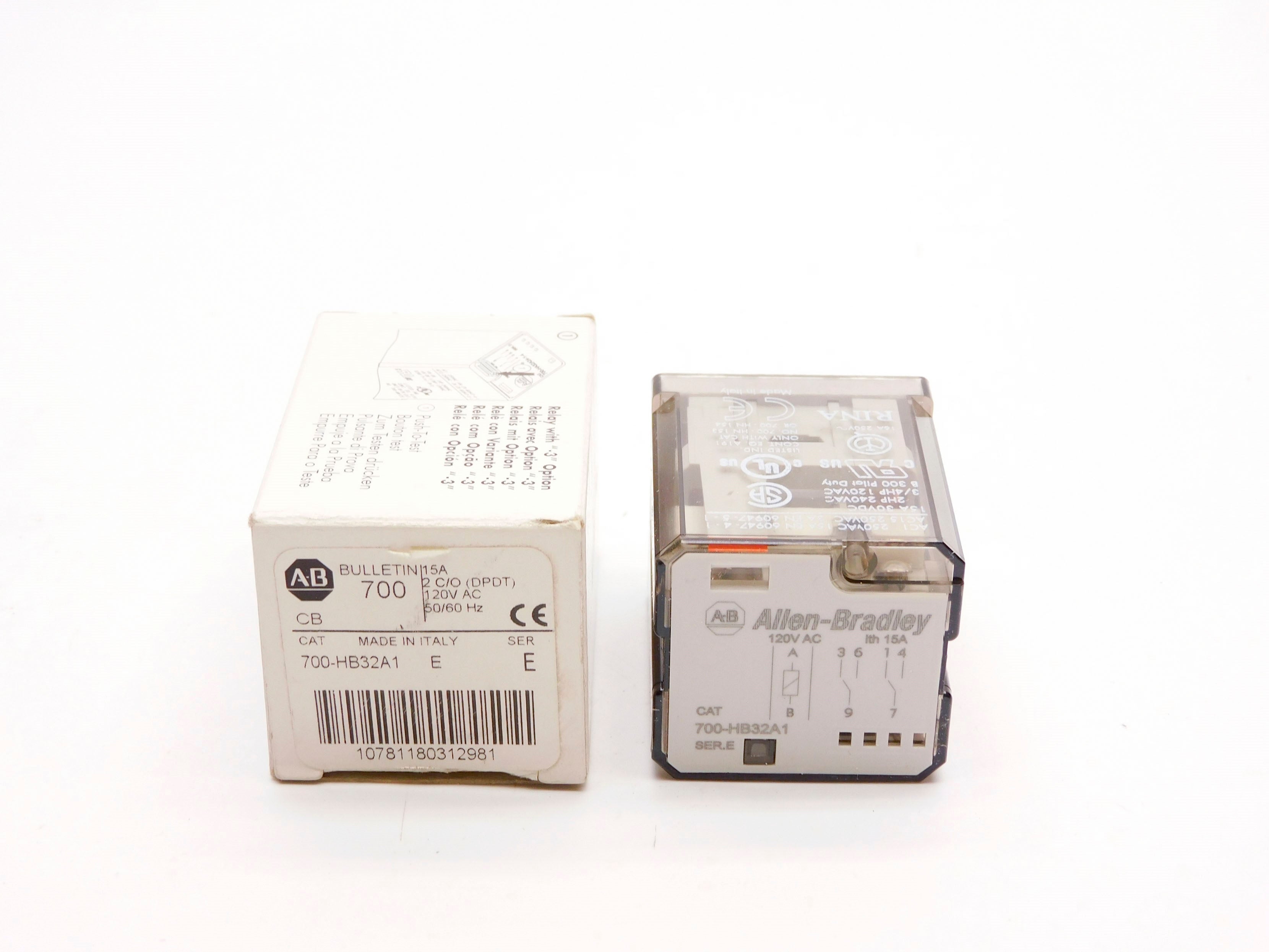 ALLEN BRADLEY 700-HB32A1 SER. E 120VAC 15A (WH) NSMP