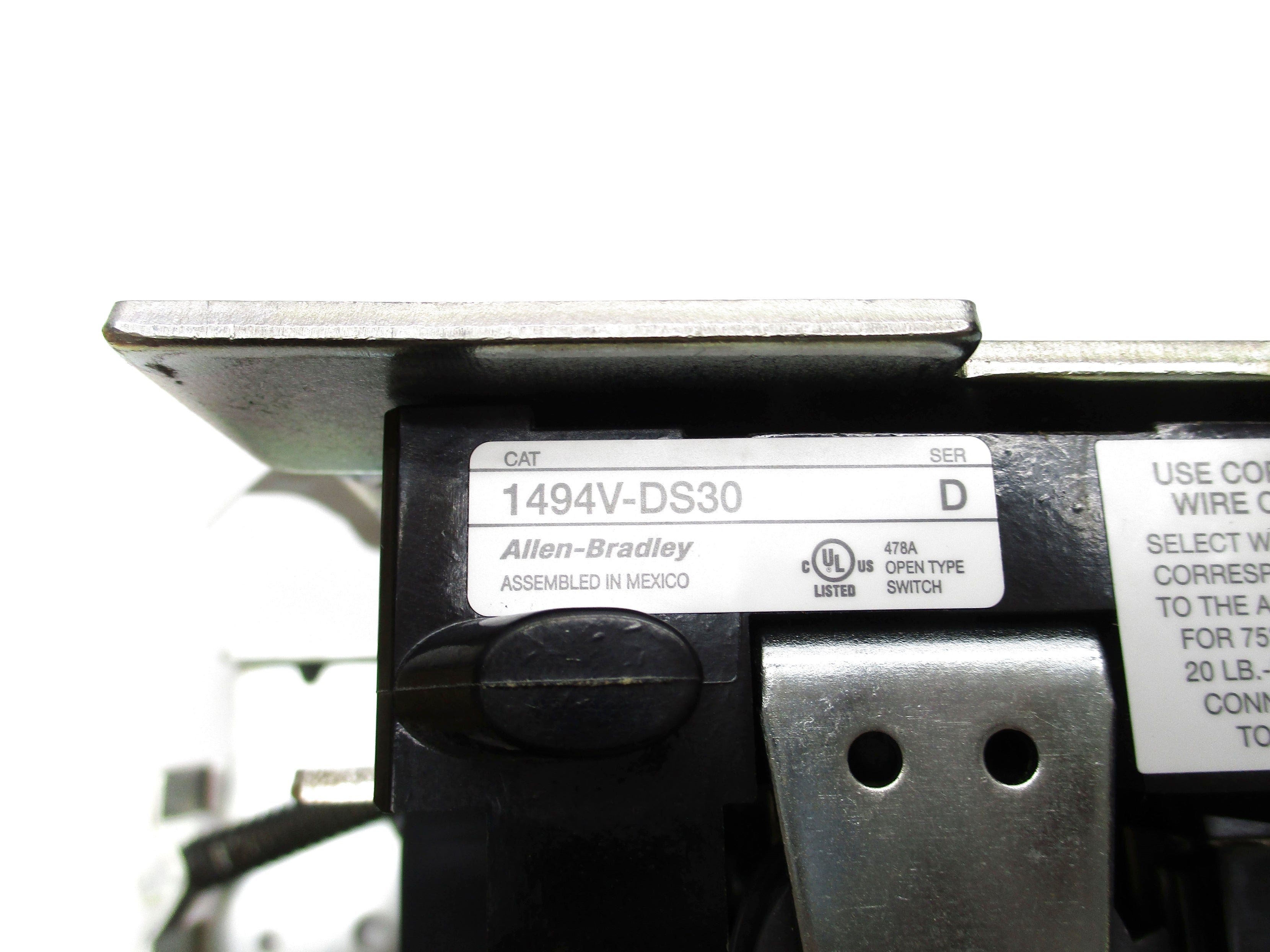 ALLEN BRADLEY 1494V-DS30 SER. D 600V 30A (BR/WH) NSMP