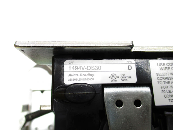 ALLEN BRADLEY 1494V-DS30 SER. D 600V 30A (BR/WH) NSMP