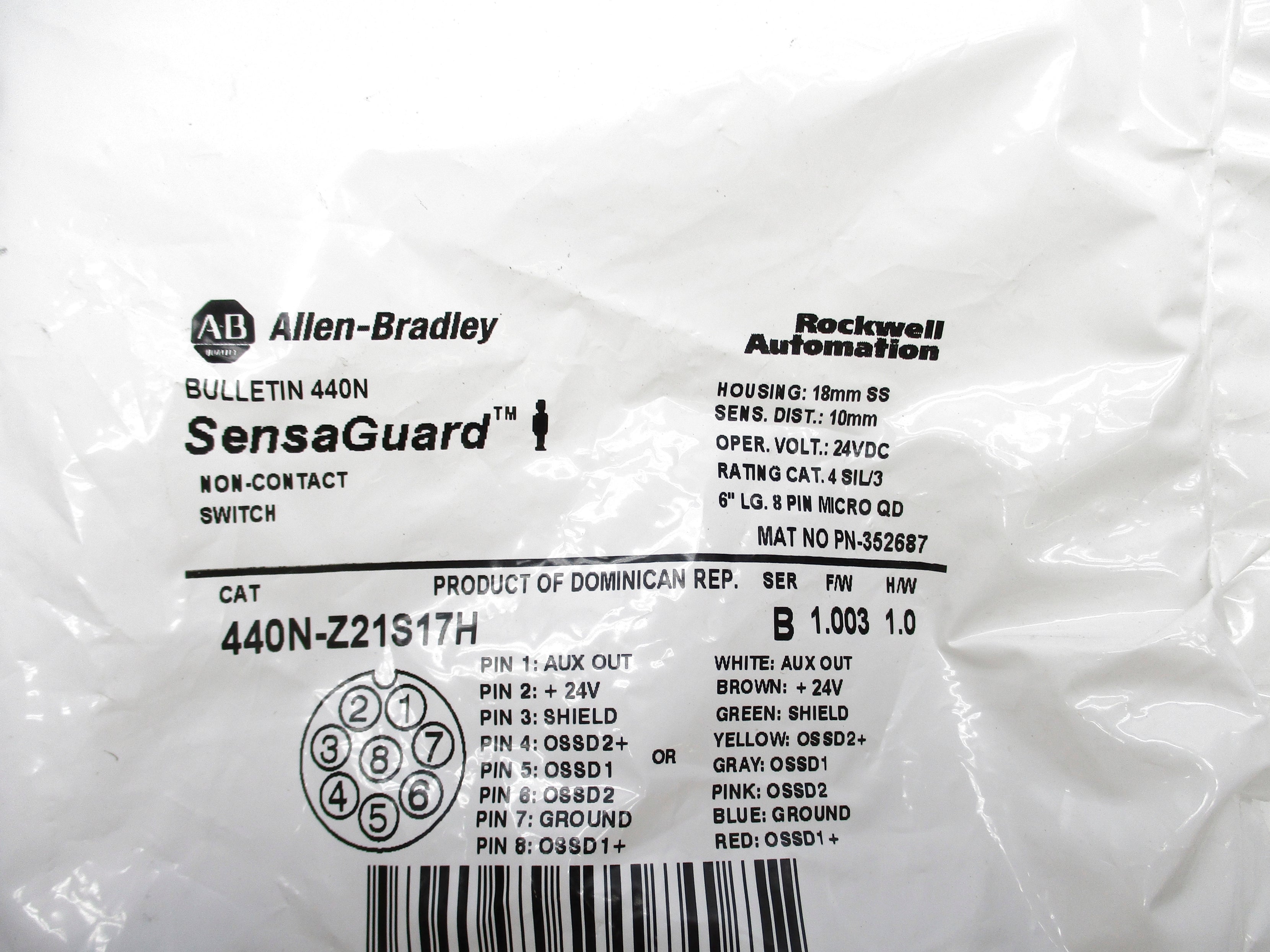 ALLEN BRADLEY 440N-Z21S17H SER. B F/W 1.003 24VDC NSMP