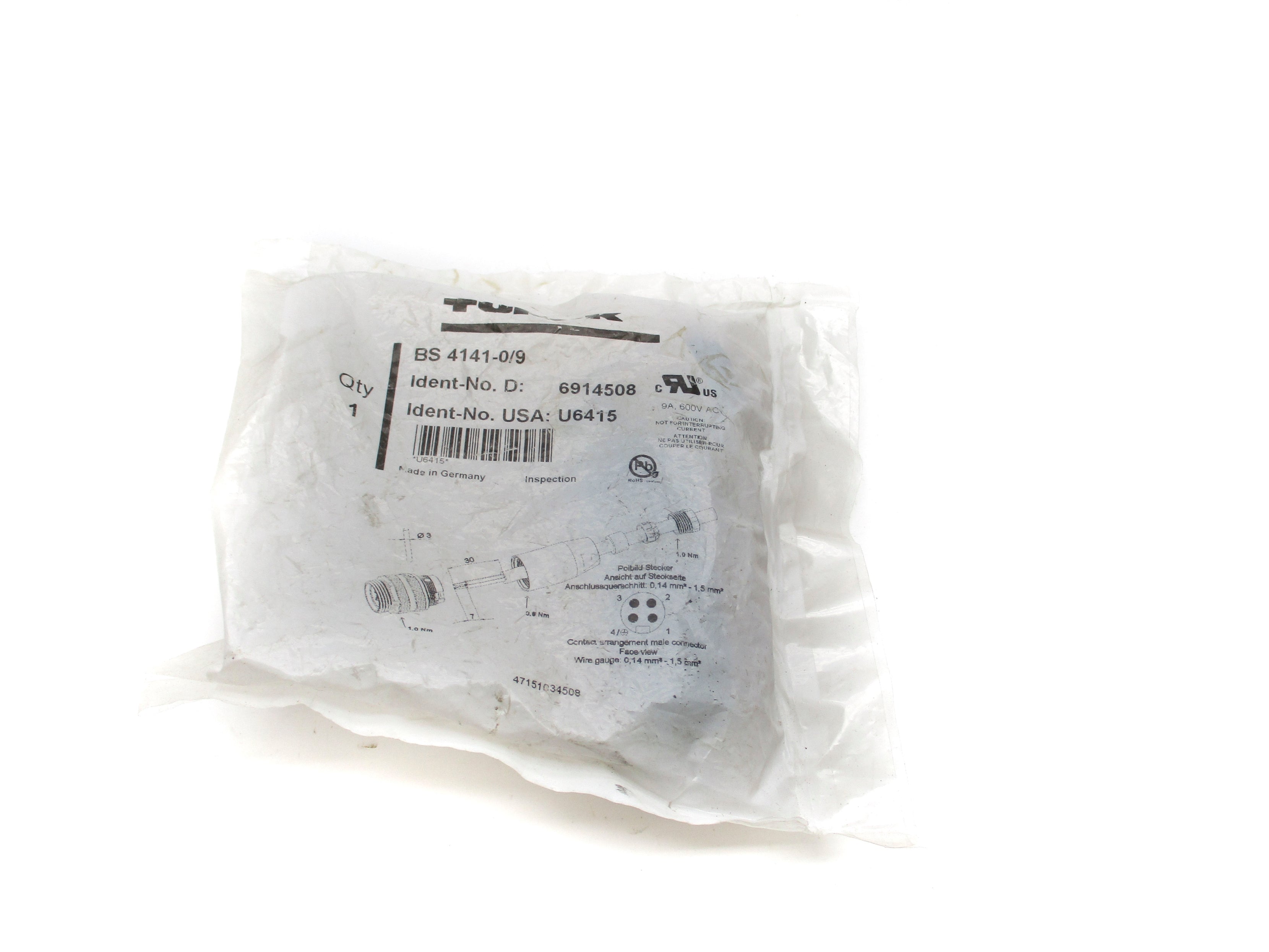 TURCK BS4141-0/9 U6415 600VAC 9A NSMP