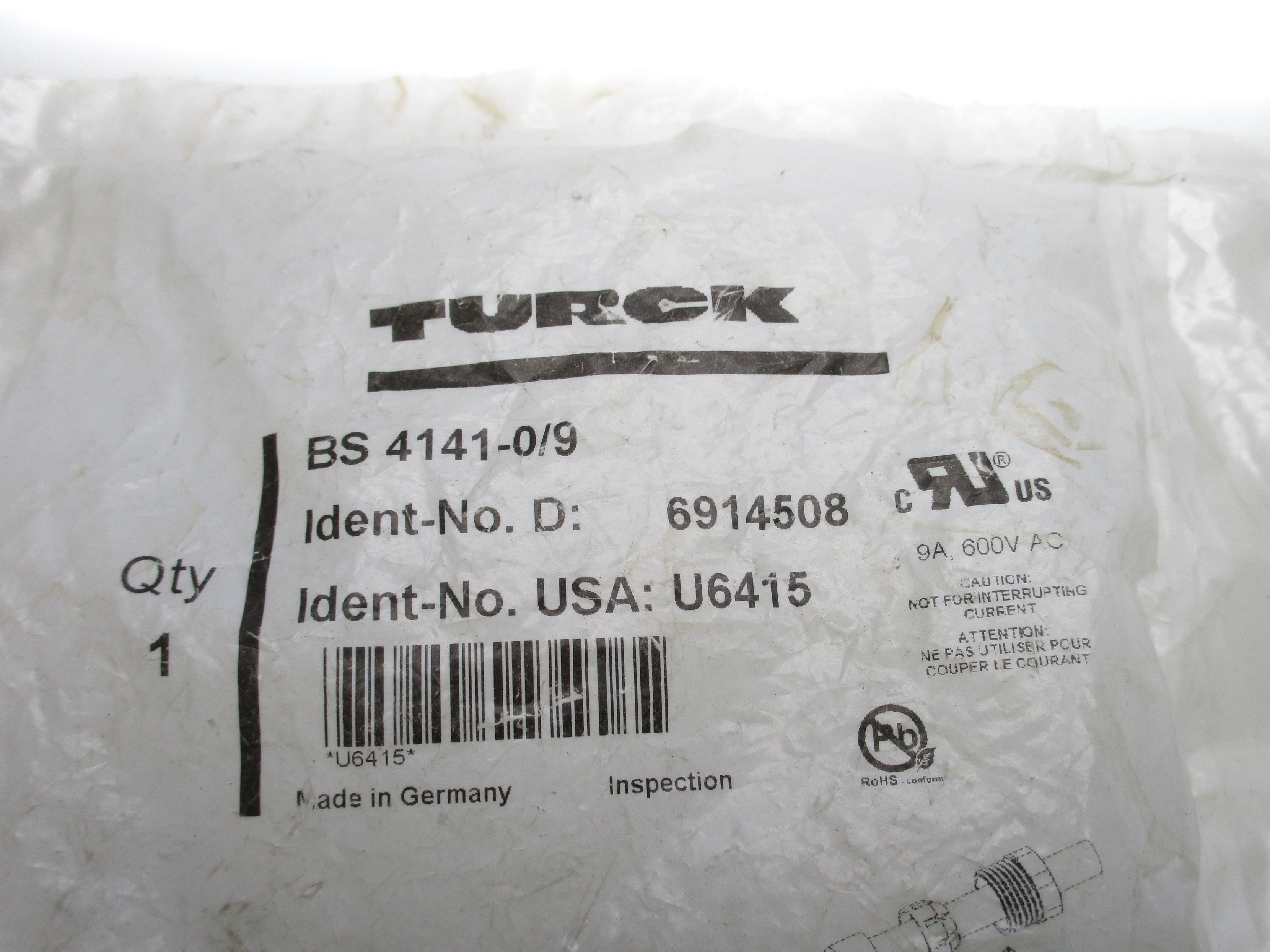 TURCK BS4141-0/9 U6415 600VAC 9A NSMP