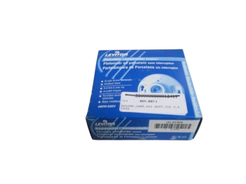 LEVITON PORCELAIN LAMPHOLDER KEYLESS 510-9875 NSMP