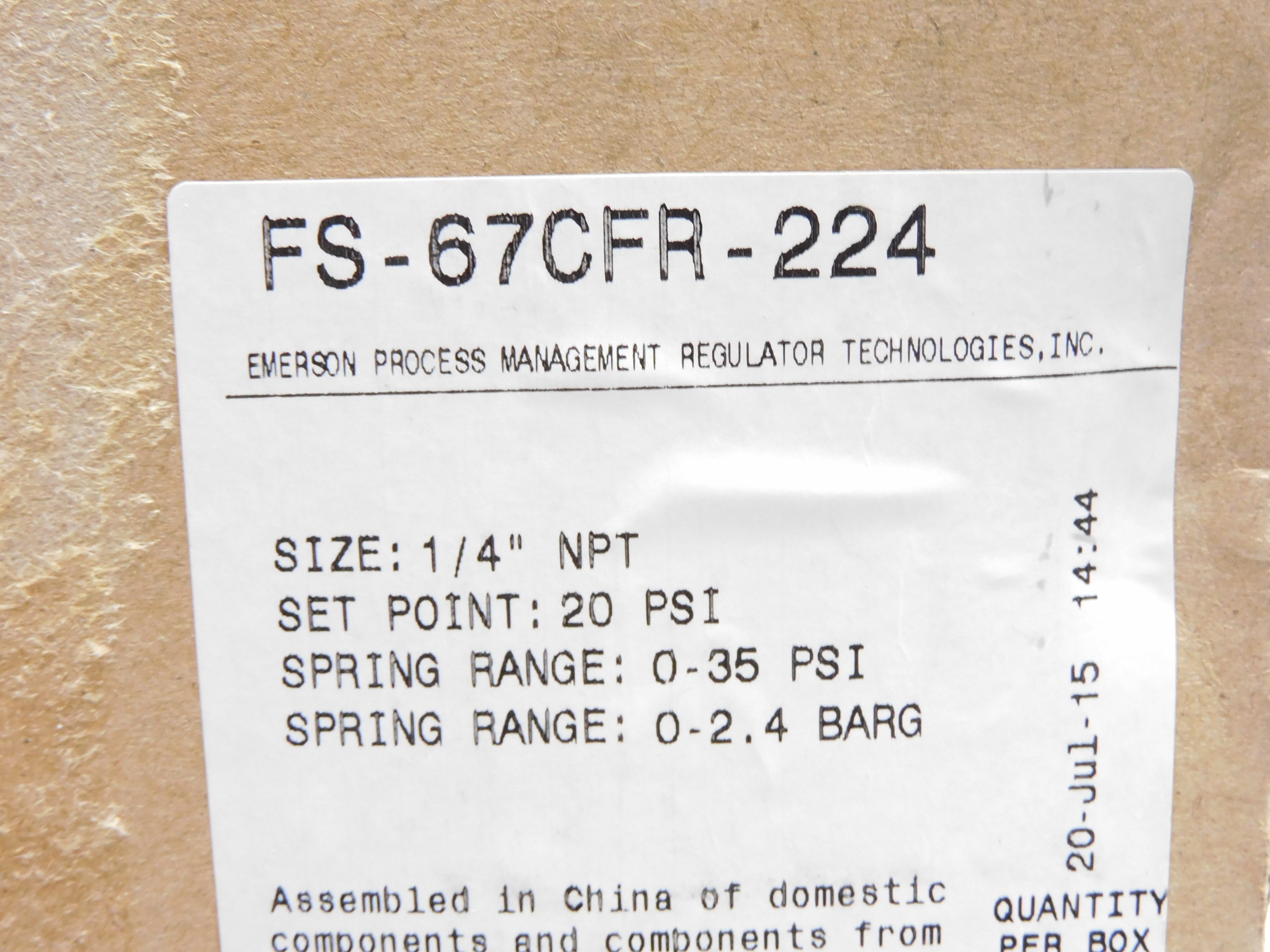FISHER CONTROLS FS-67CFR-224 0-35PSI 1/4" NSMP