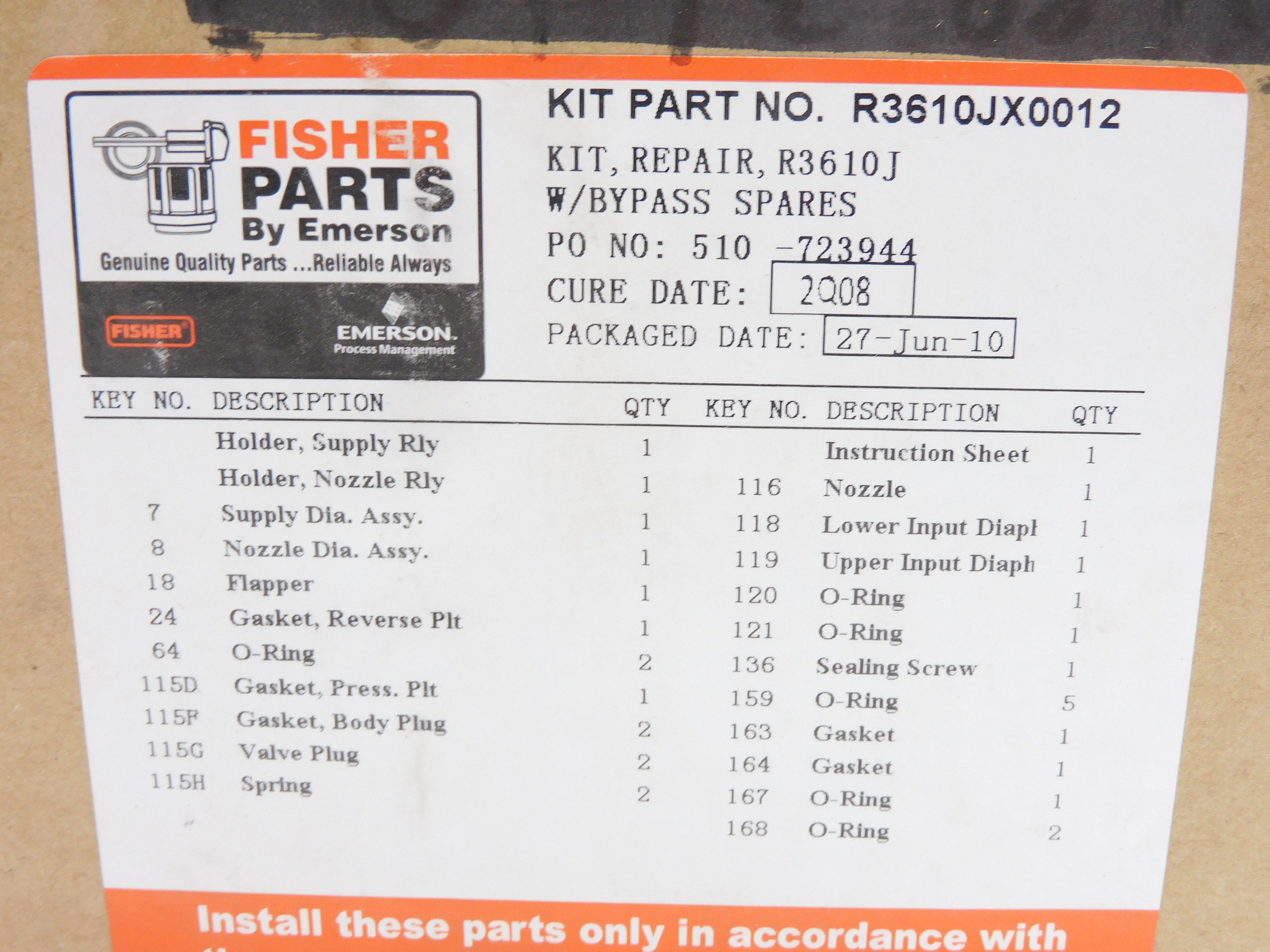 FISHER R3610JX0012 NSMP