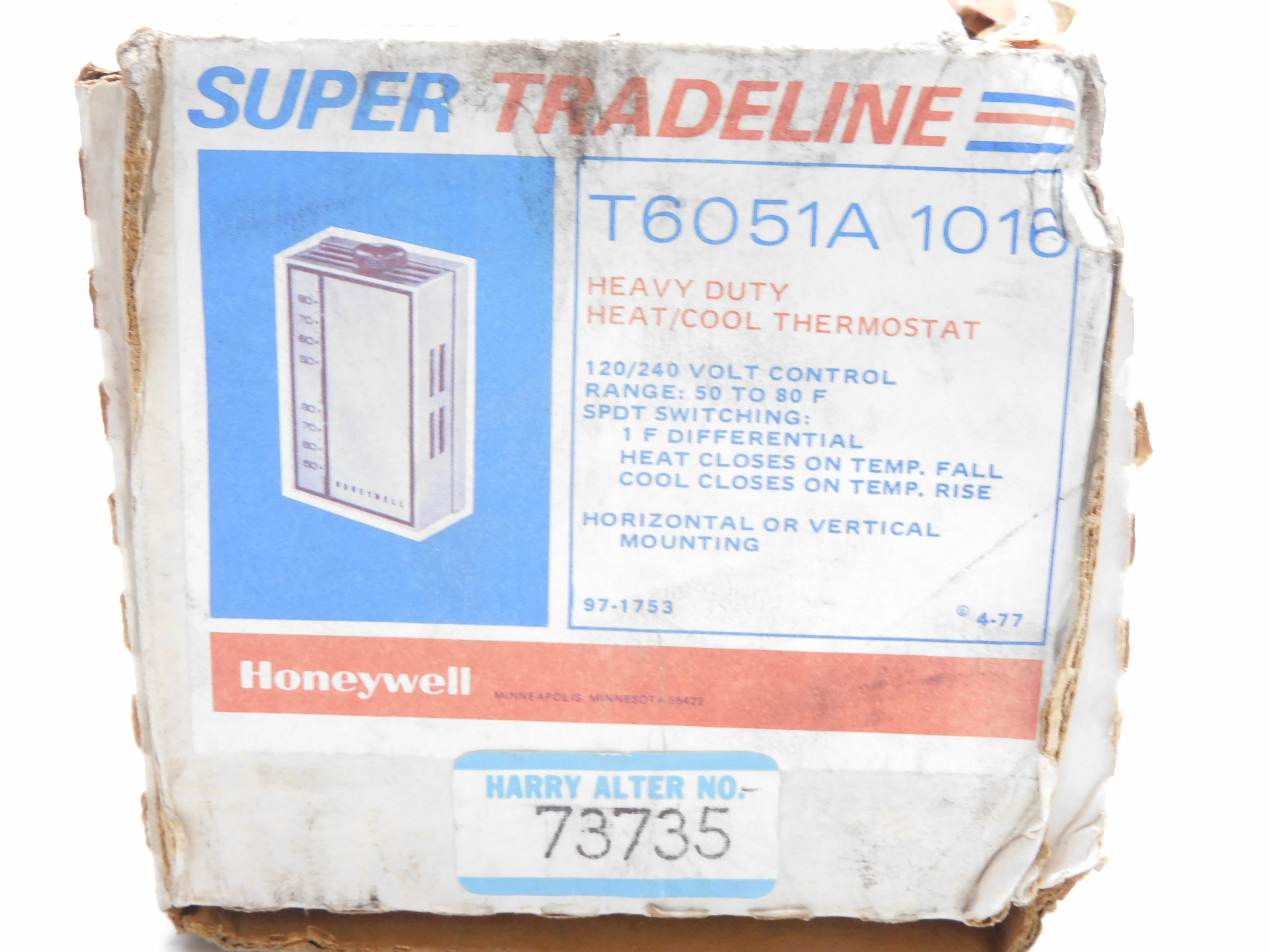 HONEYWELL T6051A1016 120/240V 50-80'F NSMP