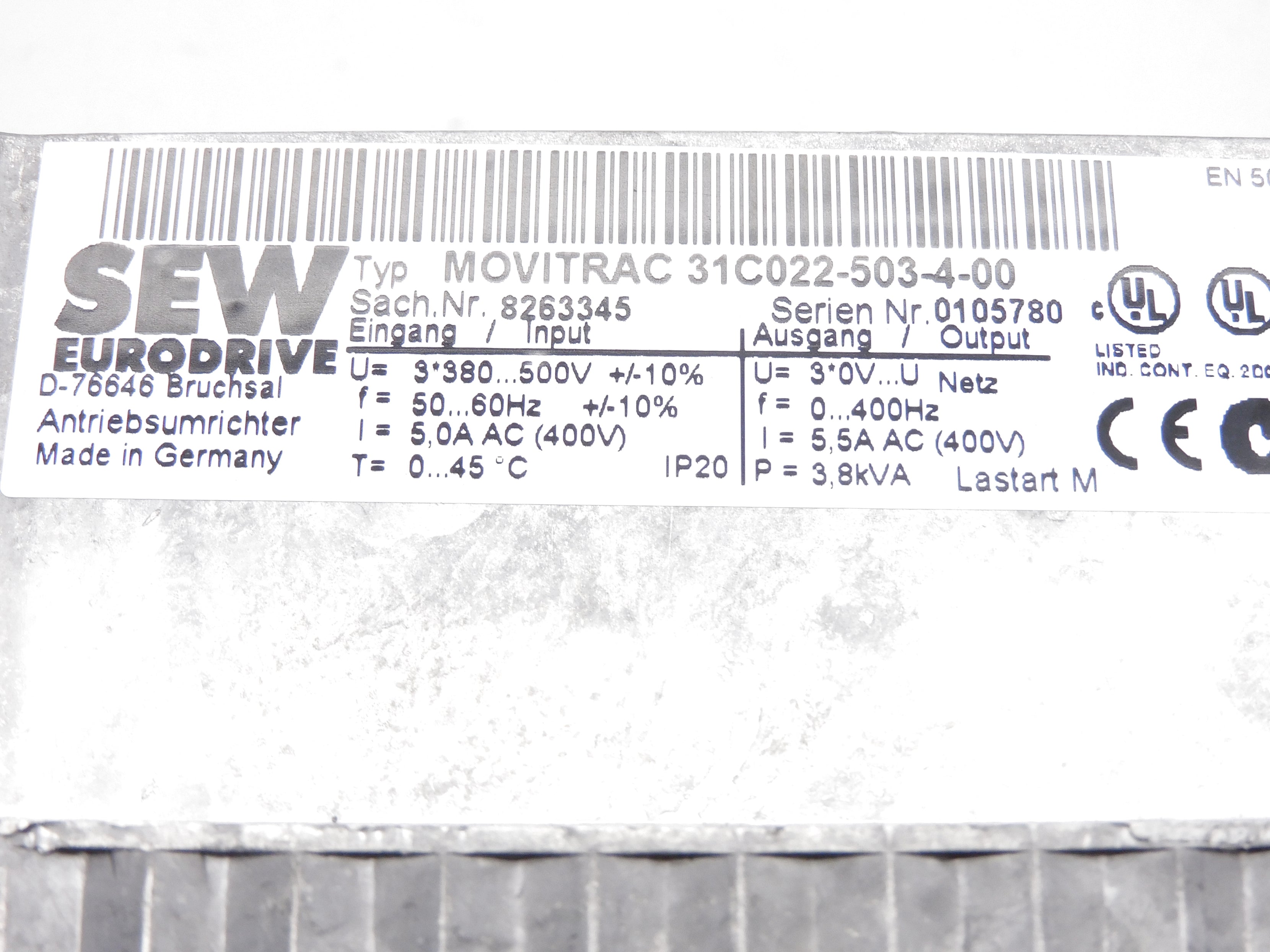 SEW EURODRIVE 31C022-503-4-00 380-500VAC 5.0A NSMP