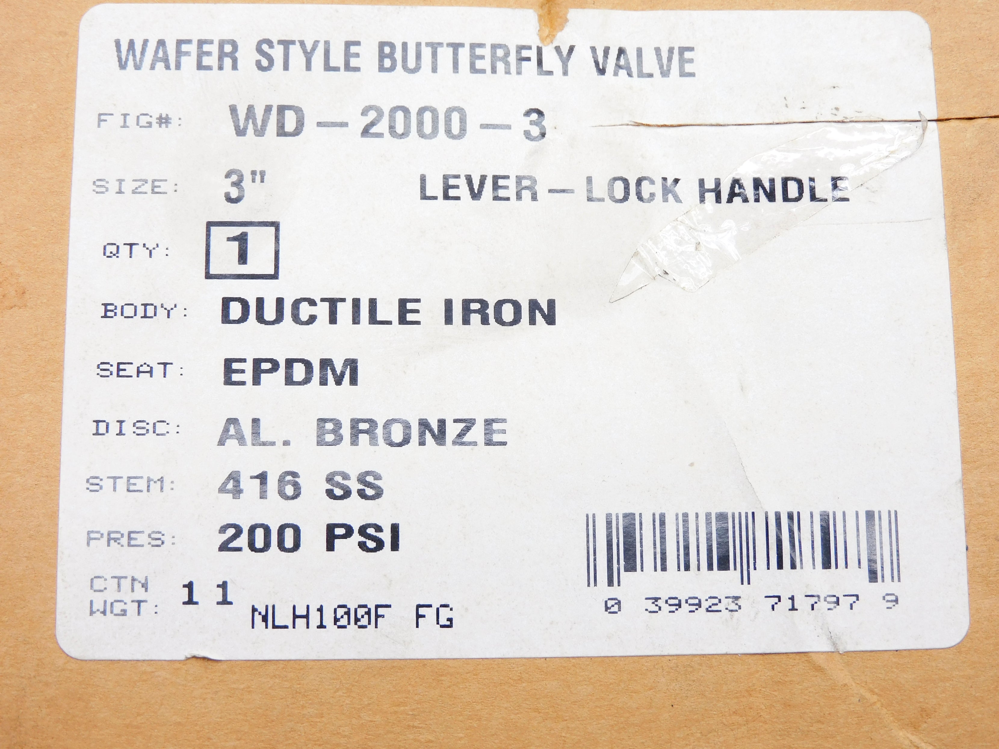 VALVE WD-2000-3 200PSI NSFS