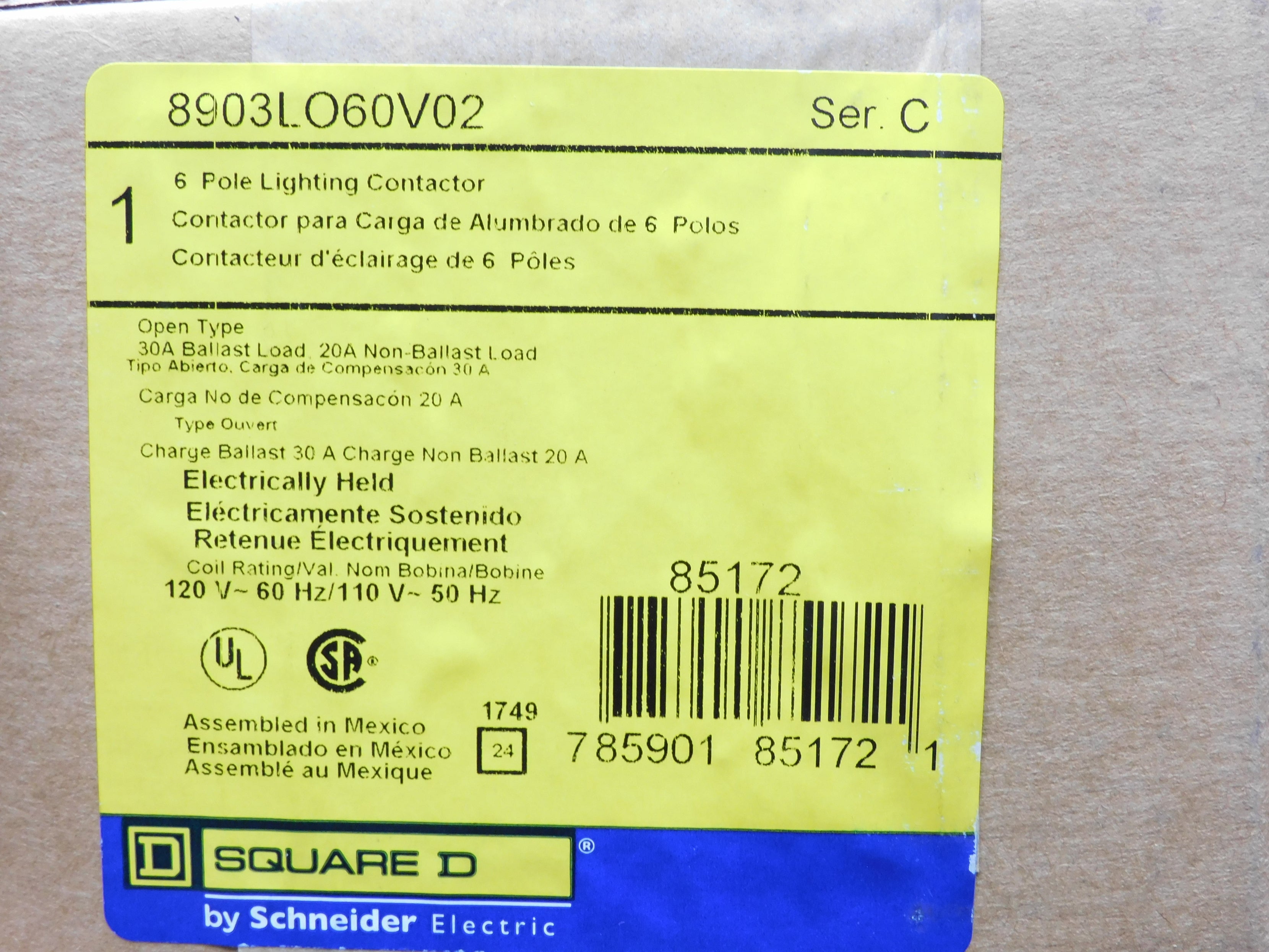 SQUARE D 8903LO60V02 SER. C 120/110V 30A NSFS