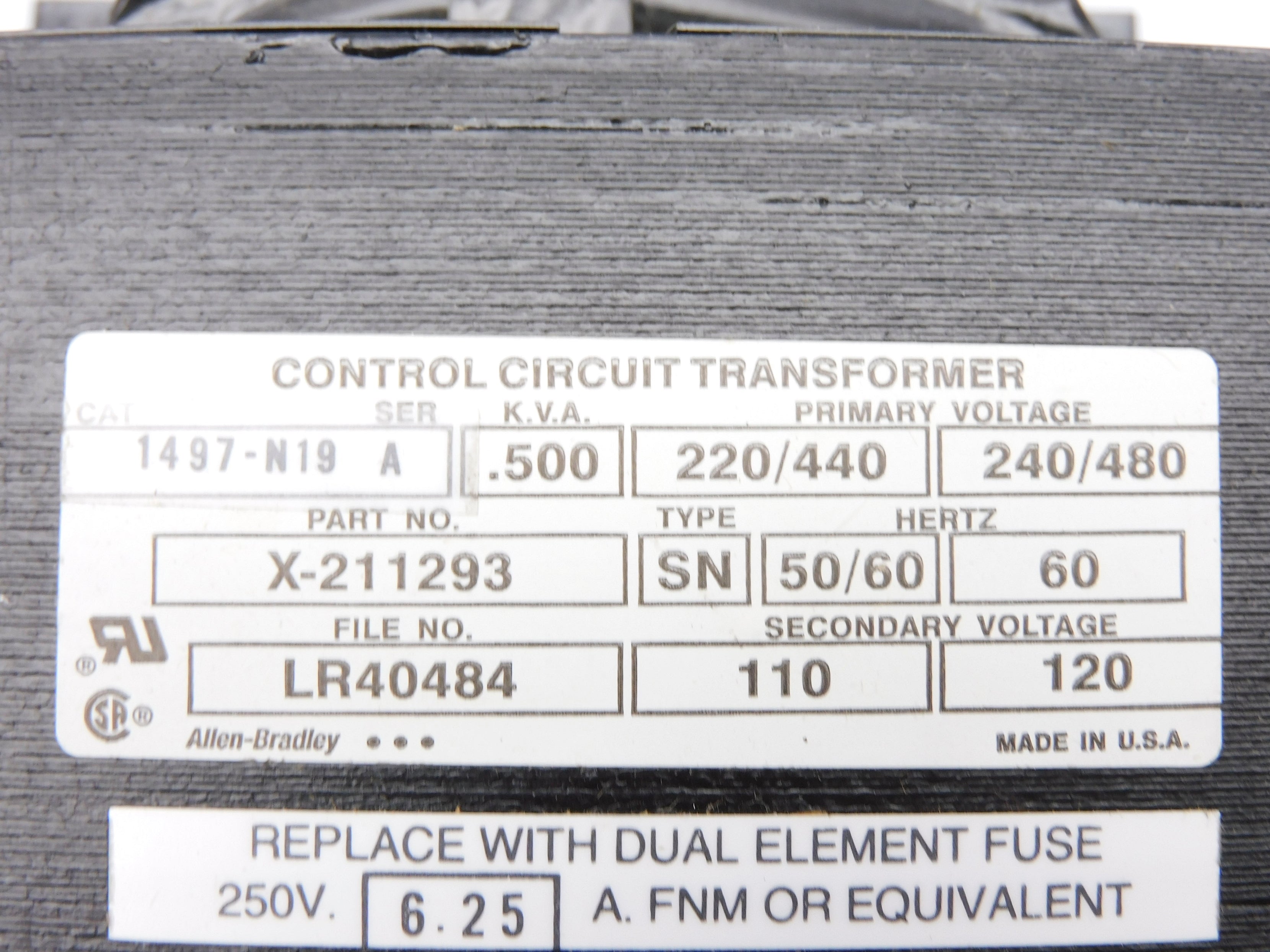 ALLEN BRADLEY 1497-N19 SER. A (BR/WH) NSMP