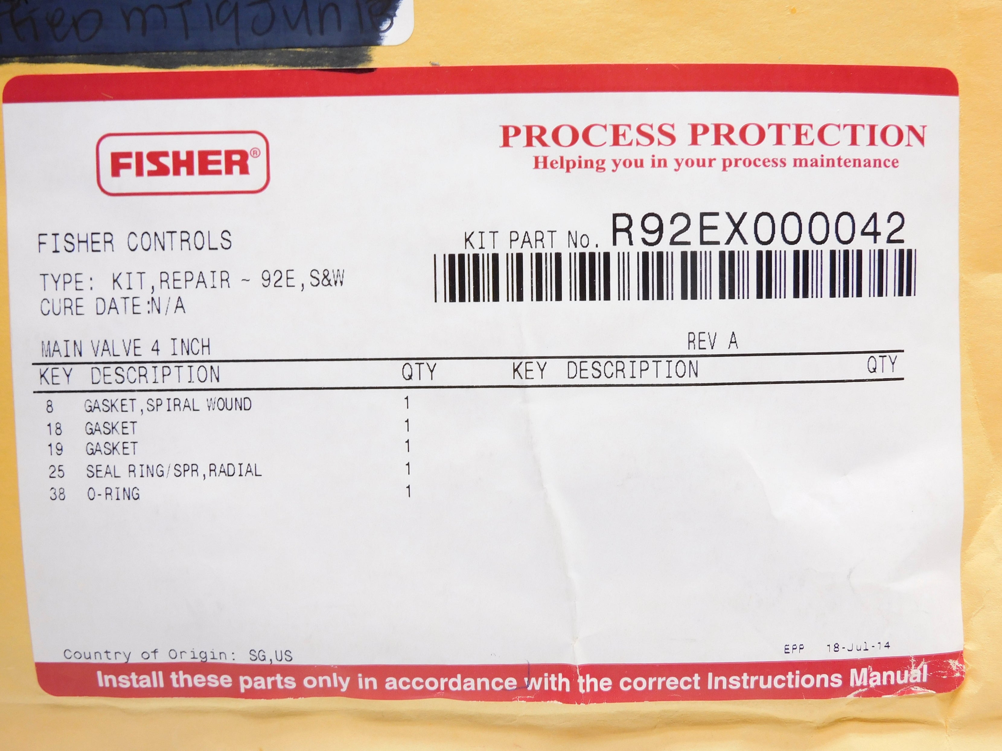 FISHER R92EX000042 NSMP