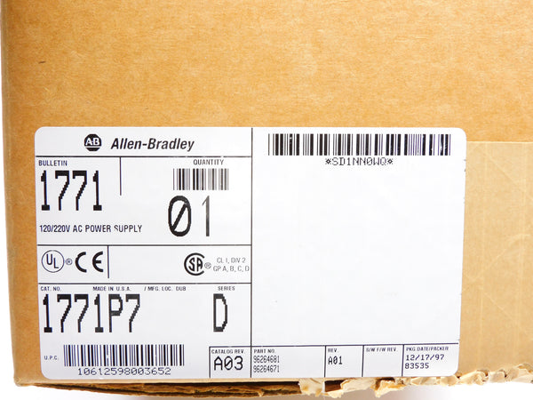 ALLEN BRADLEY 1771-P7 SER. D 120/220VAC 2/1.3A NSMP