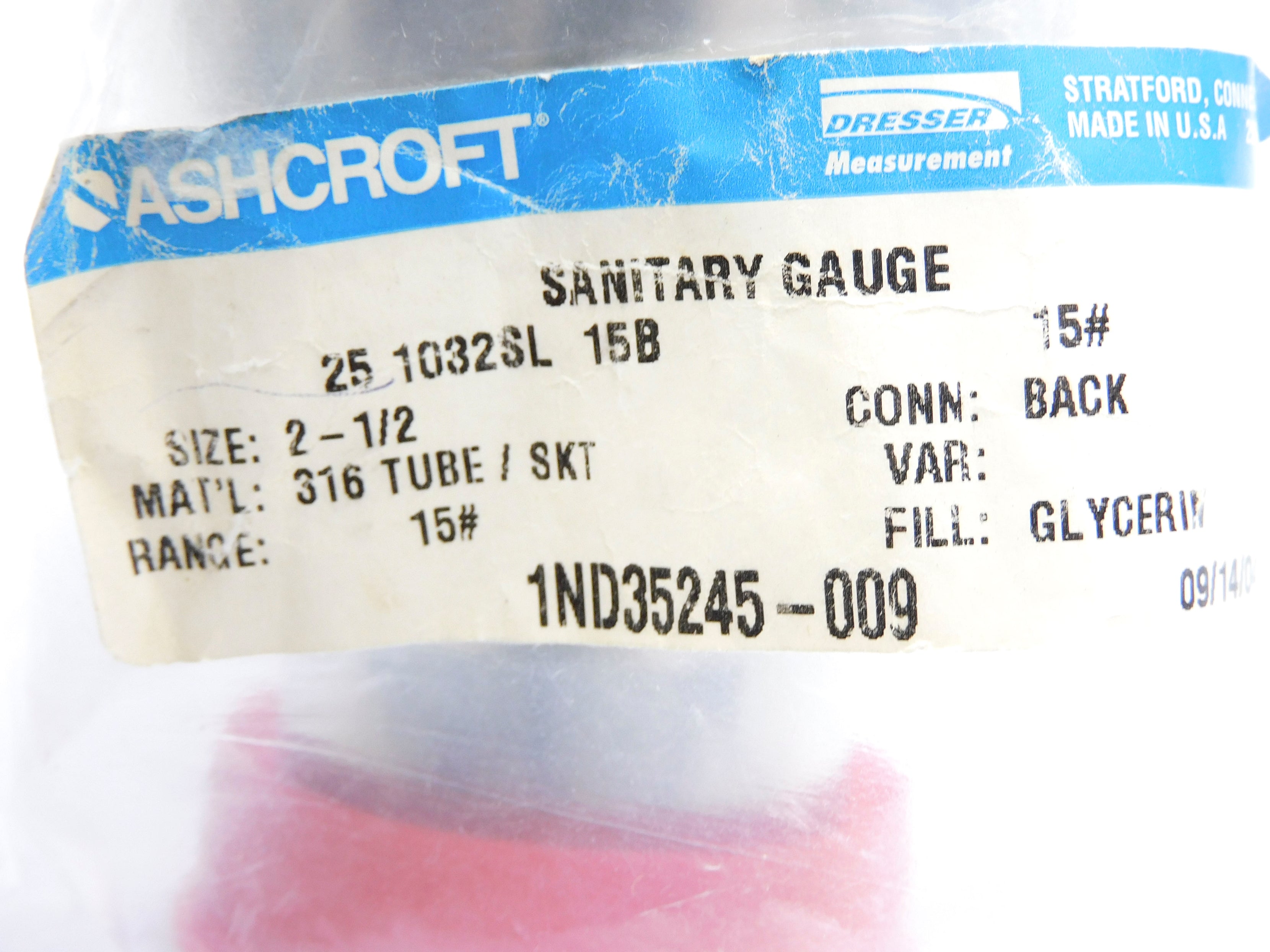 ASHCROFT 251032SL15B-15# 15PSI NSMP