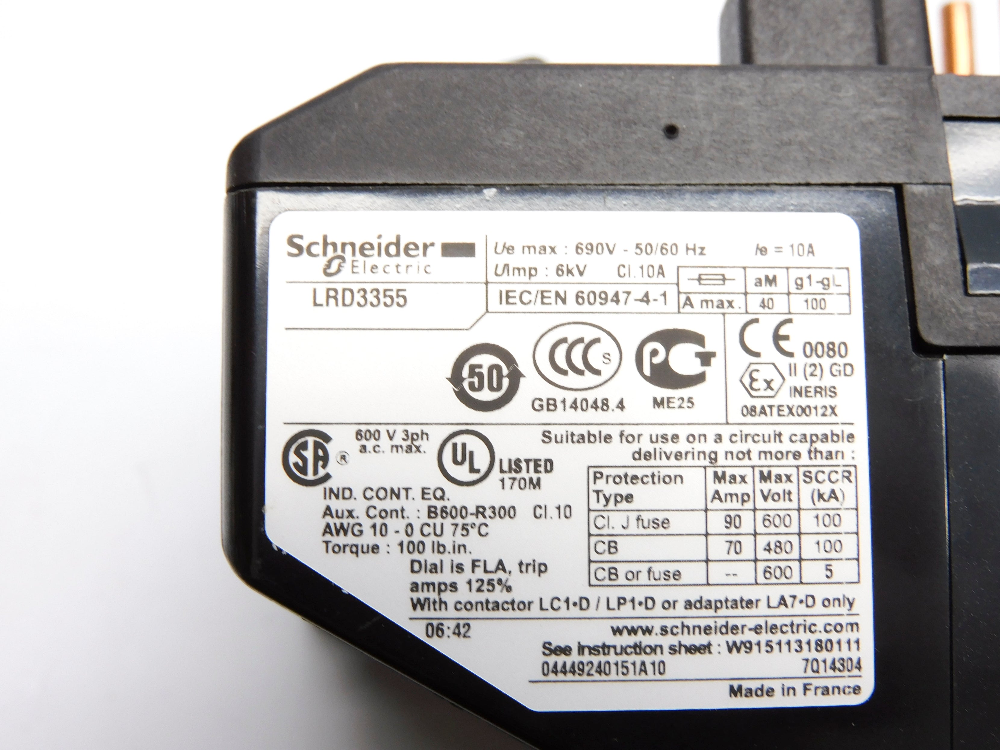 SCHNEIDER LRD3355 690V 30-40A NSMP