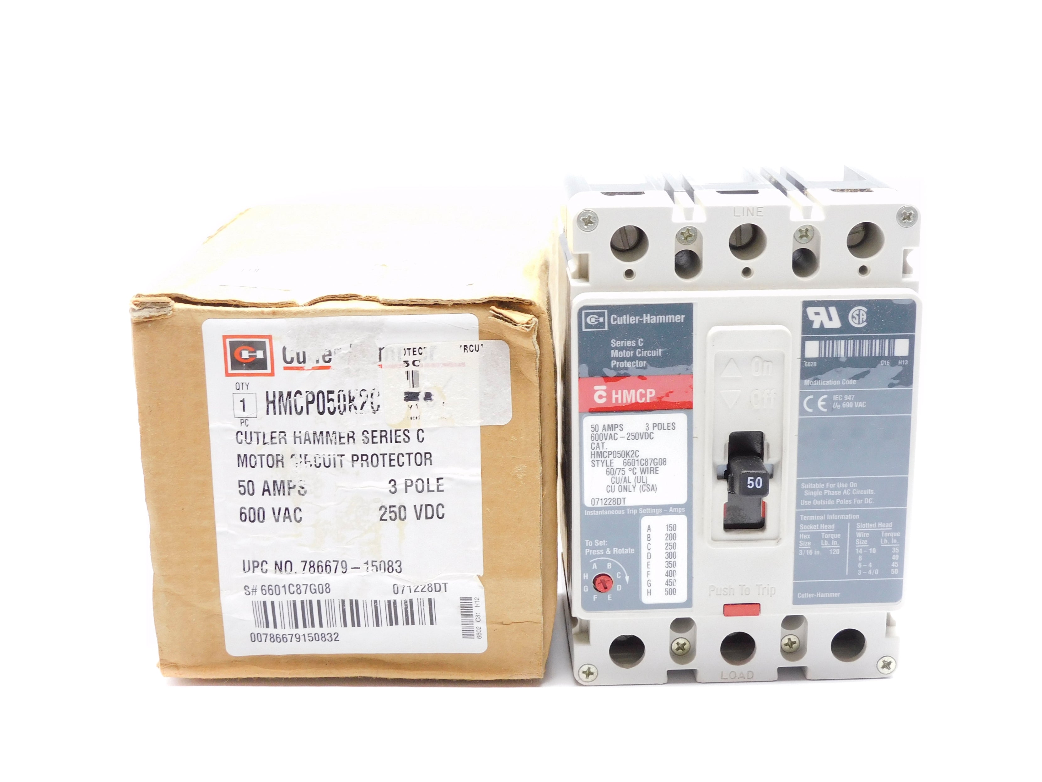 CUTLER HAMMER HMCP050K2C SER. C 600VAC 50A (GREY) NSMP