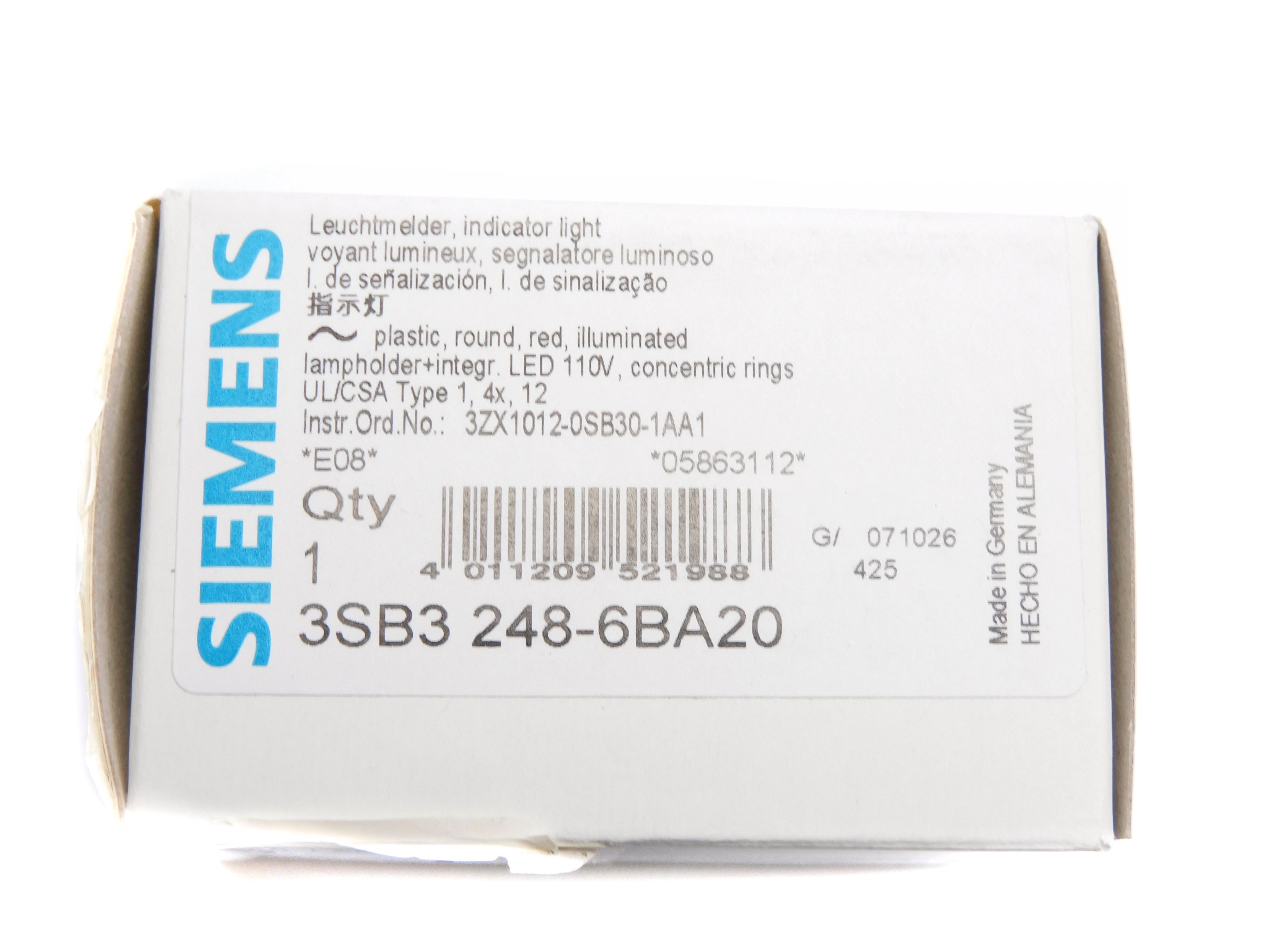 SIEMENS 3SB3248-6BA20 110V NSMP