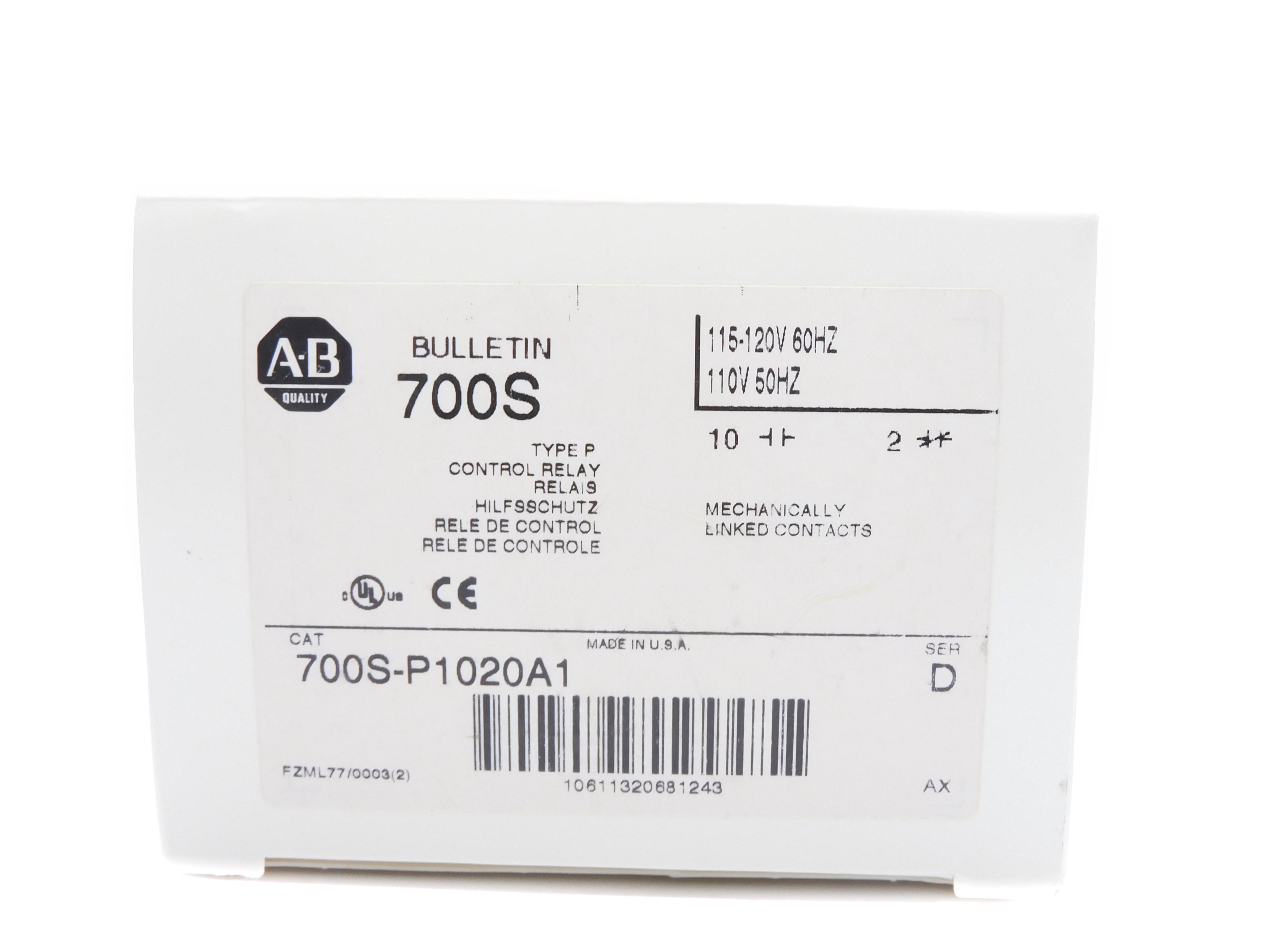 INDUSTRIAL SPARE PART 700S-P1020A1 SER. D 115-120V 110V  10A NSMP