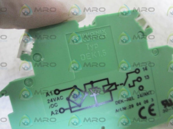 LOT OF 2 PHOENIX CONTACT RELAY TERMINAL BLOCK DEK-REL 24-AKT NSNP