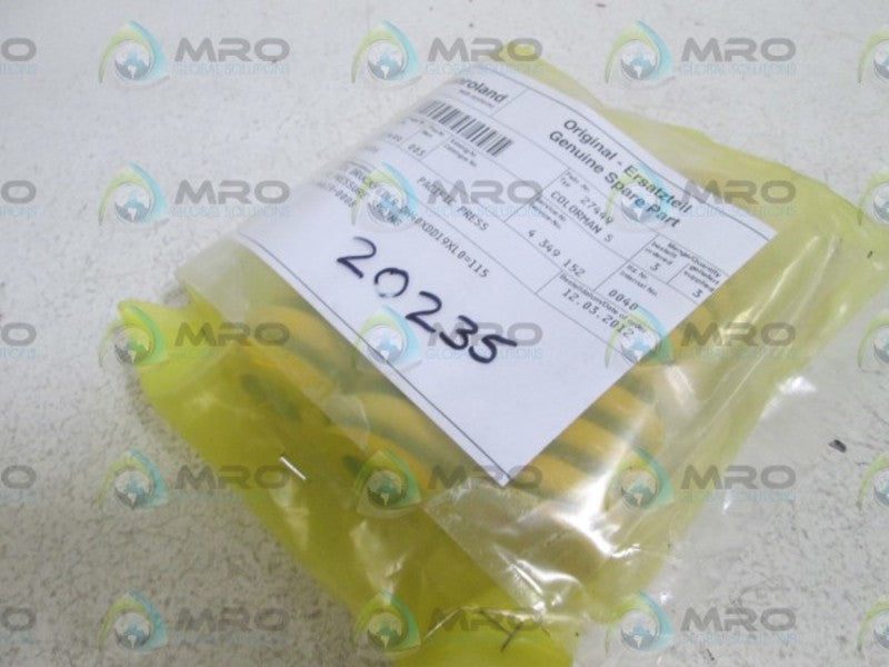LOT OF 3 COLORMAN PRESSURE SPRING 06.46619-0008 NSNP IN BAG
