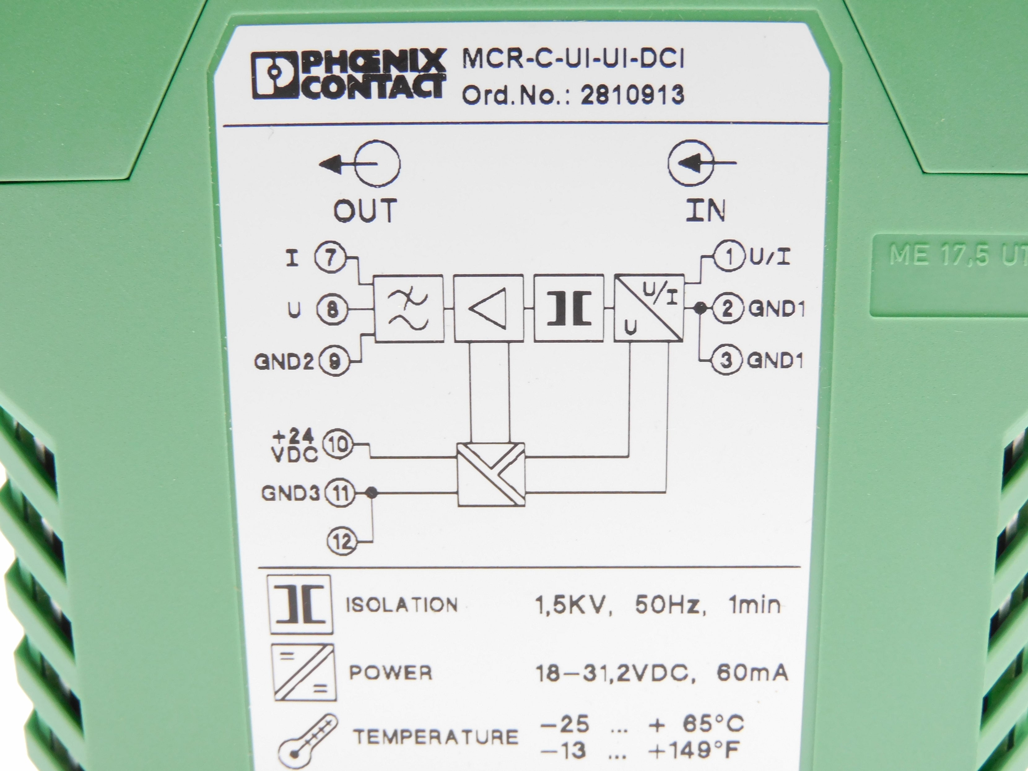 PHOENIX CONTACT MCR-C-UI-UI-DCI 2810913 18-31.2VDC NSMP