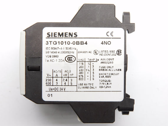 SIEMENS 3TG1010-0BB4 24VDC 20A NSNP