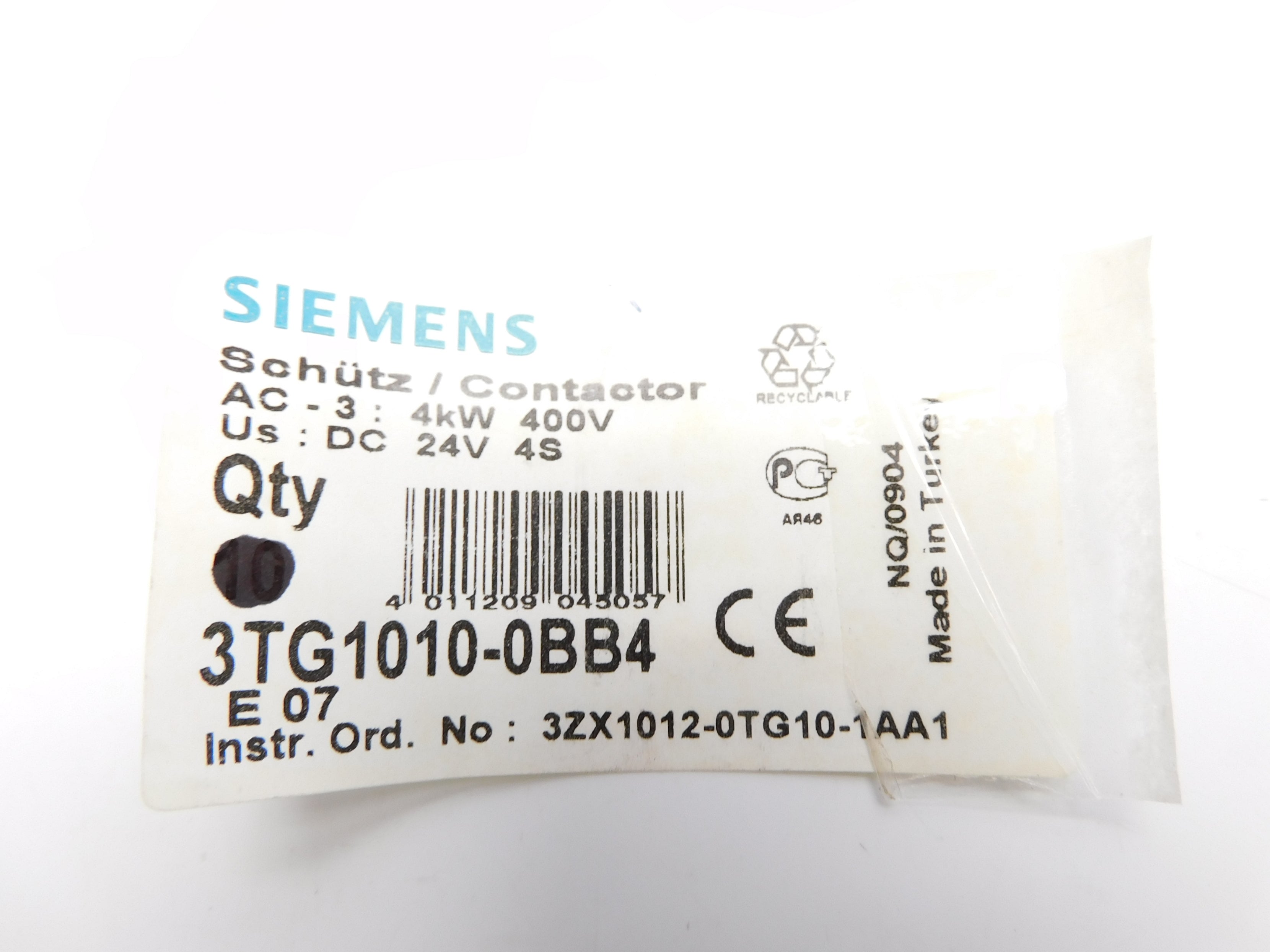 SIEMENS 3TG1010-0BB4 24VDC 20A NSNP