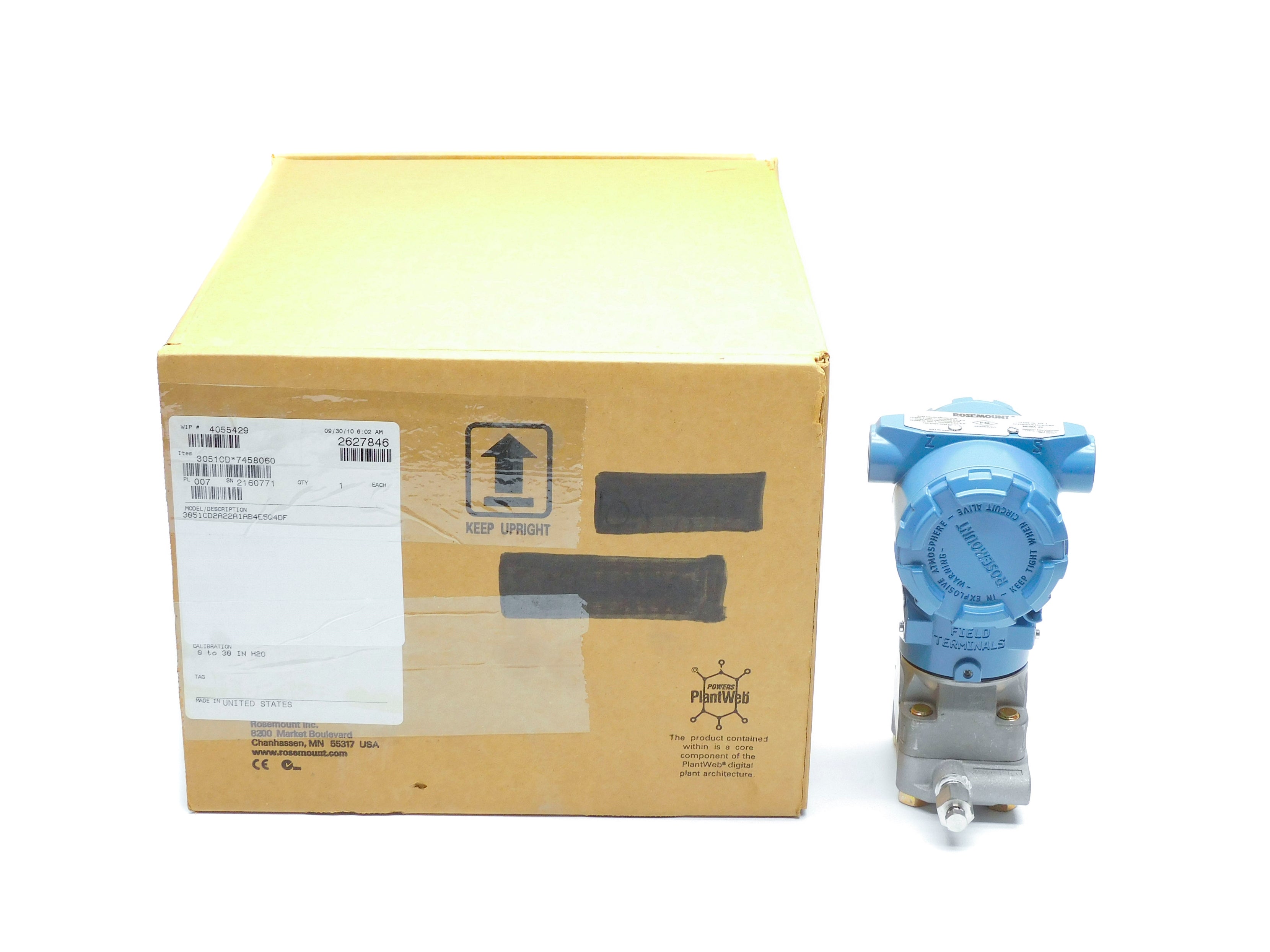 ROSEMOUNT 3051CD2A22A1AB4E5Q4DF 10.5-55VDC 3626PSI NSMP
