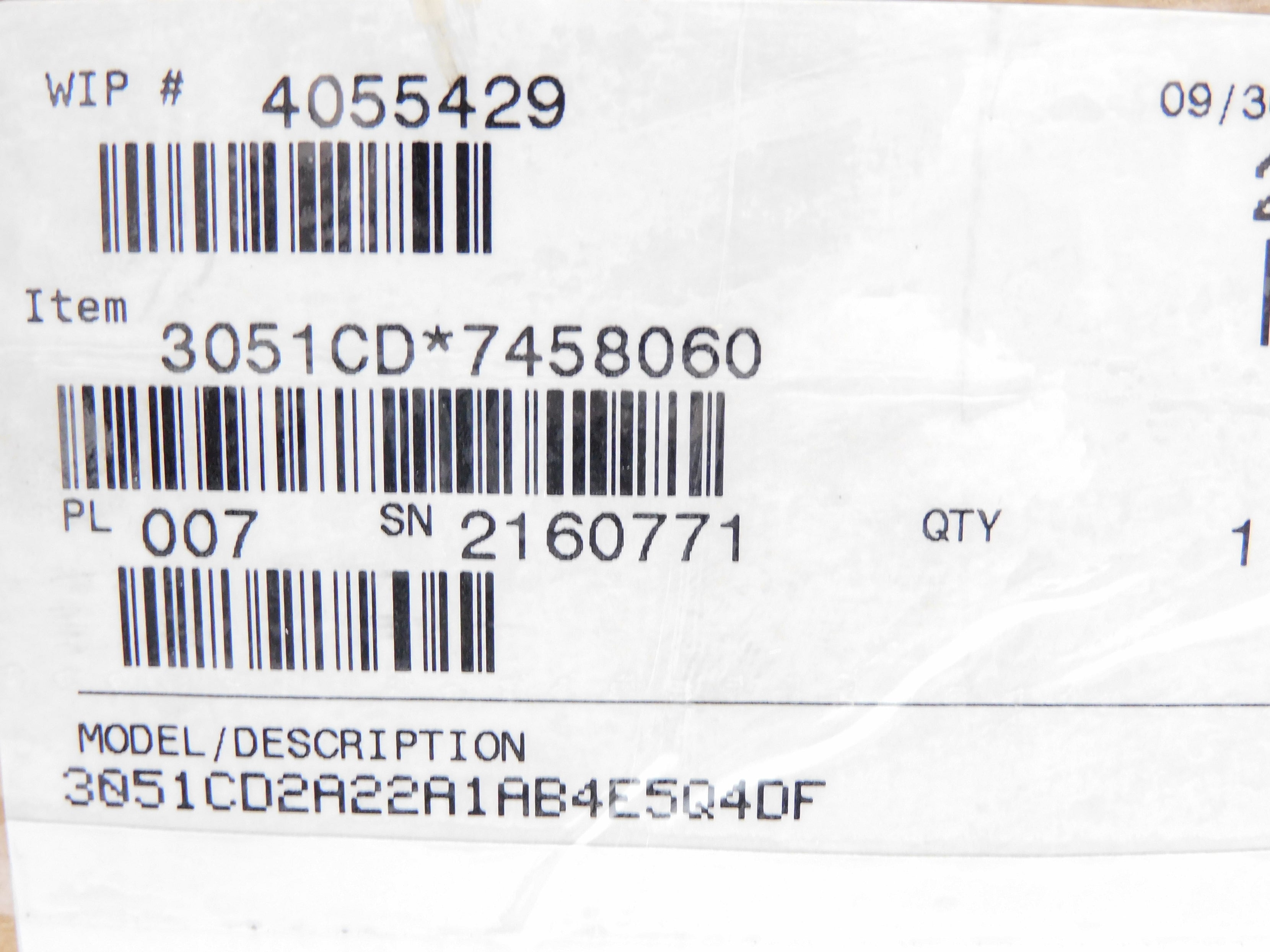 ROSEMOUNT 3051CD2A22A1AB4E5Q4DF 10.5-55VDC 3626PSI NSMP
