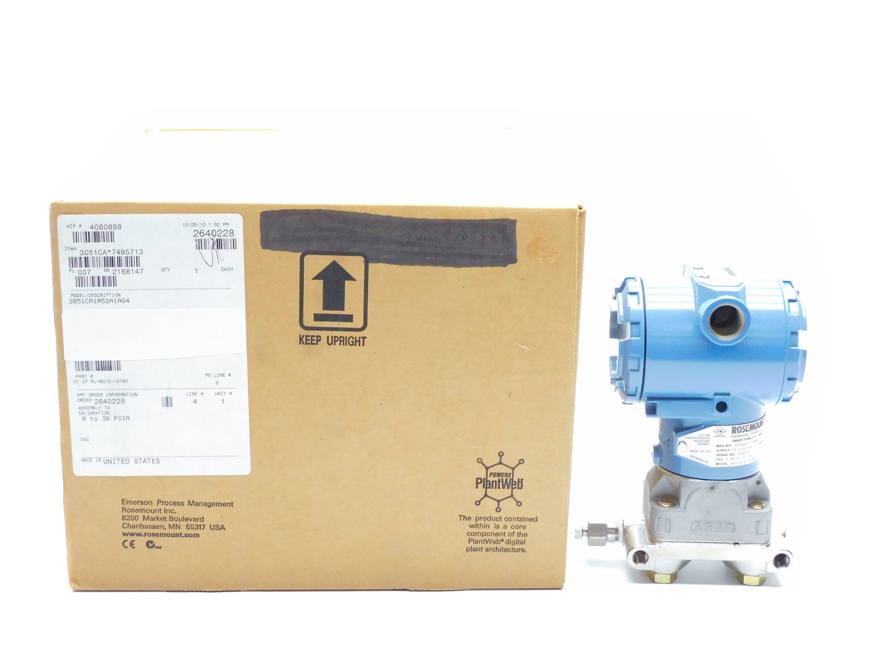 ROSEMOUNT 3051CA1A52A1AQ4 10.5-55VDC 0-30PSI NSMP