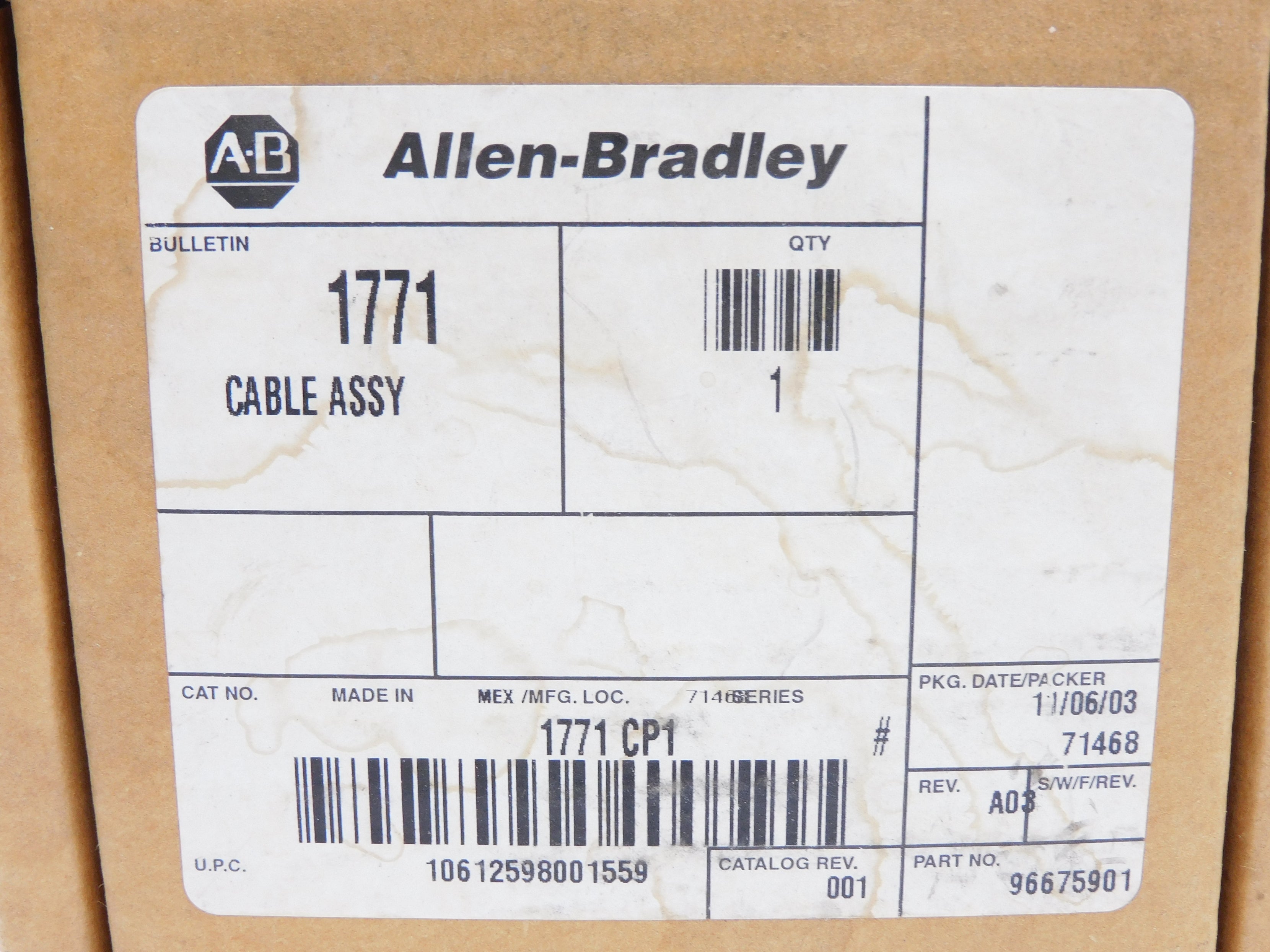 INDUSTRIAL SPARE PART 1771-CP1 REV. A03 NSMP