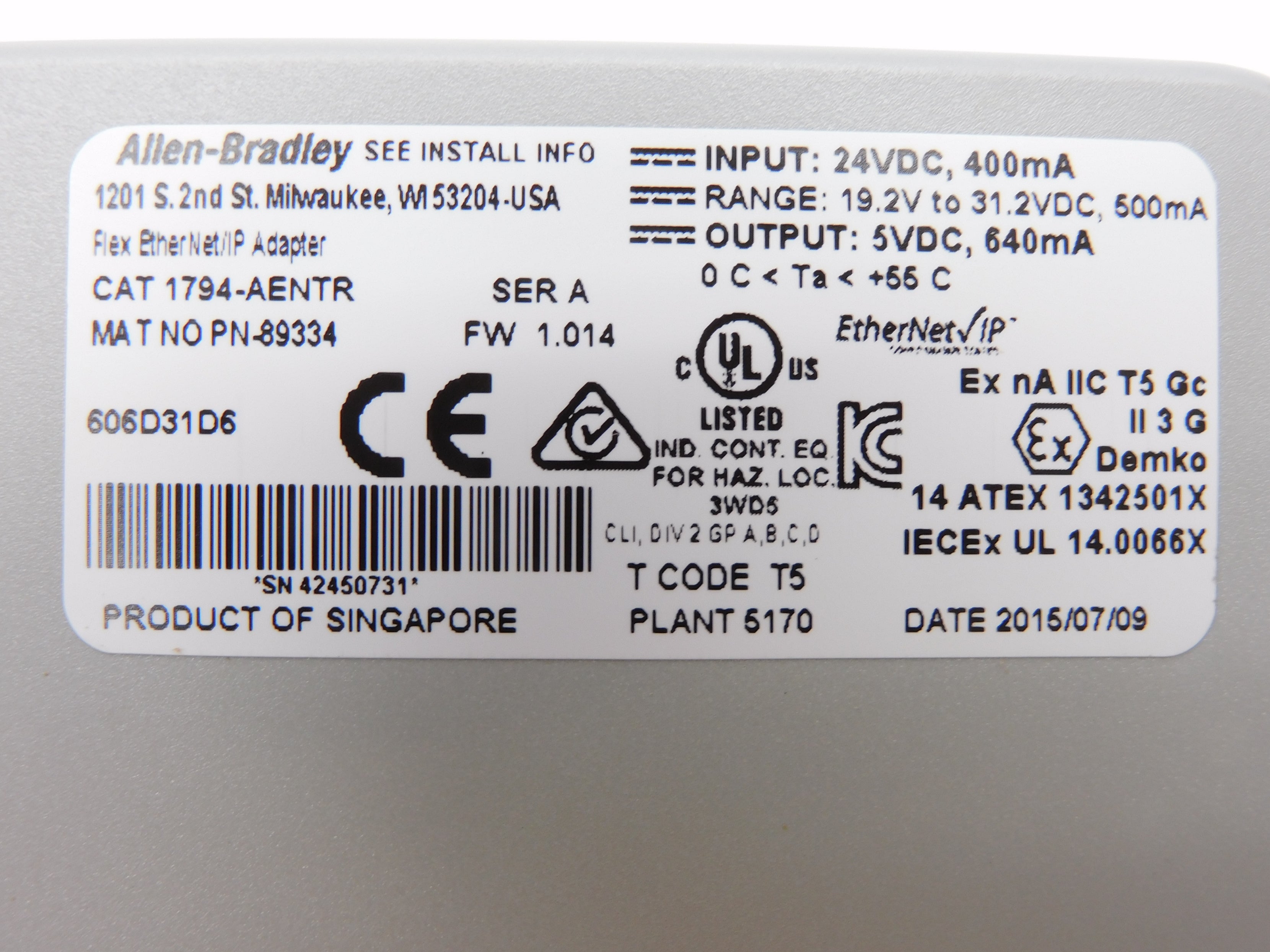 ALLEN BRADLEY 1794-AENTR SER. A F/W 1.014 NSMP