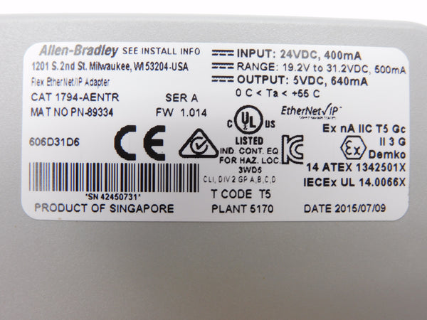 ALLEN BRADLEY 1794-AENTR SER. A F/W 1.014 NSMP