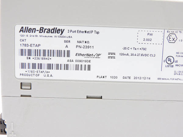 ALLEN BRADLEY 1783-ETAP SER. A F/W 2.002 6VDC NSMP