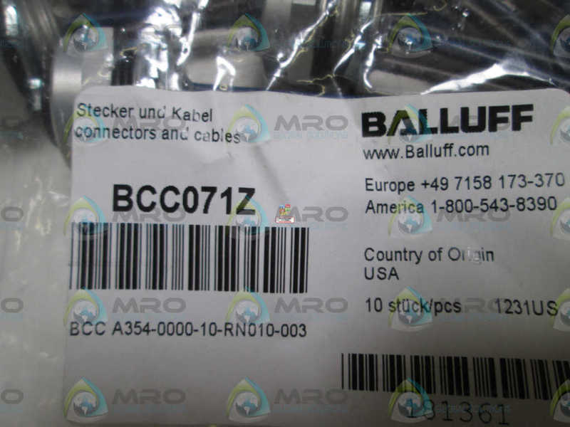 LOT OF 10 BALLUFF (BCC071Z) BCC A354-0000-10-RN010-003 NSMP