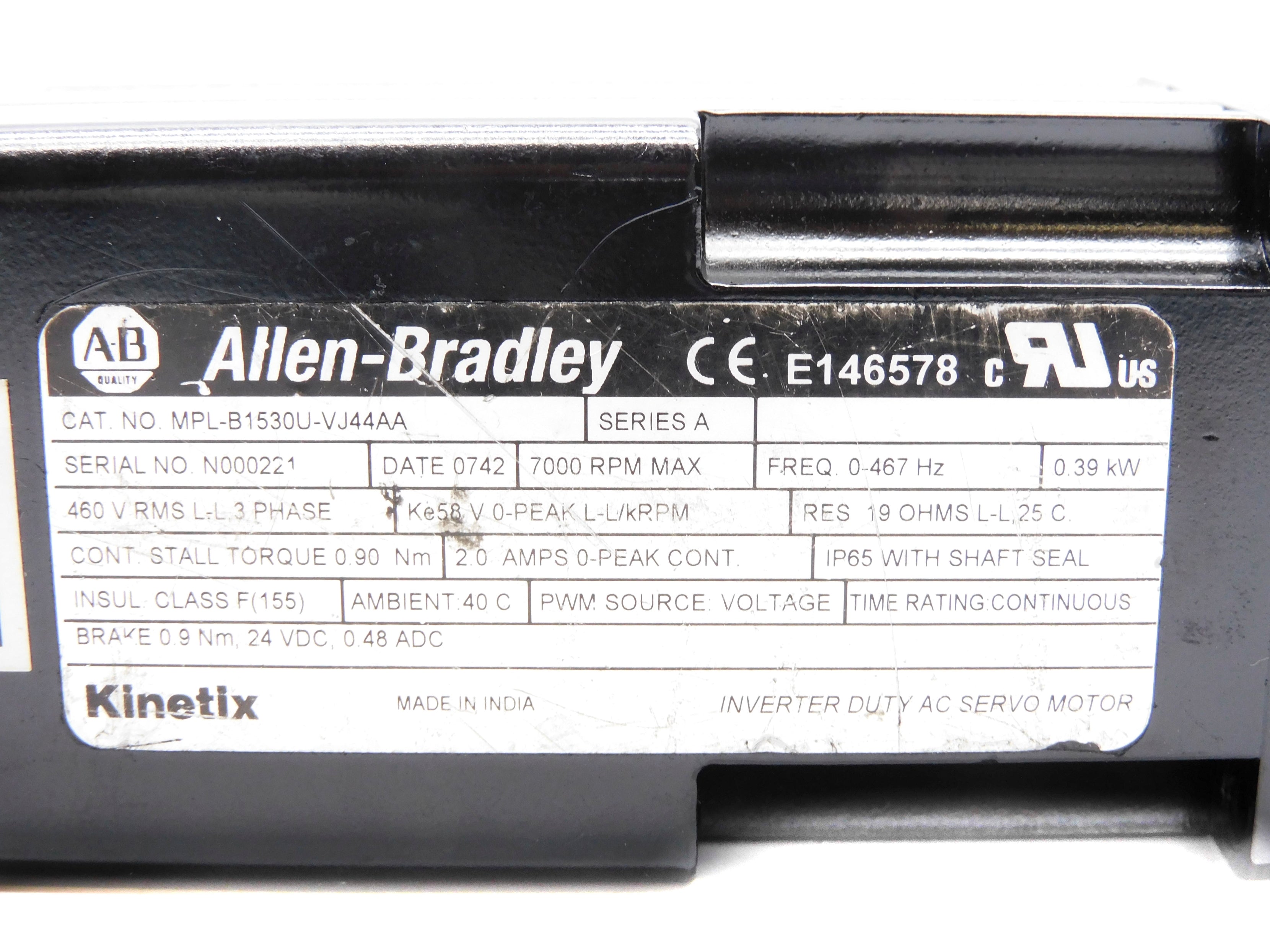 ALLEN BRADLEY MPL-B1530U-VJ44AA SER. A 460V 2A UNMP
