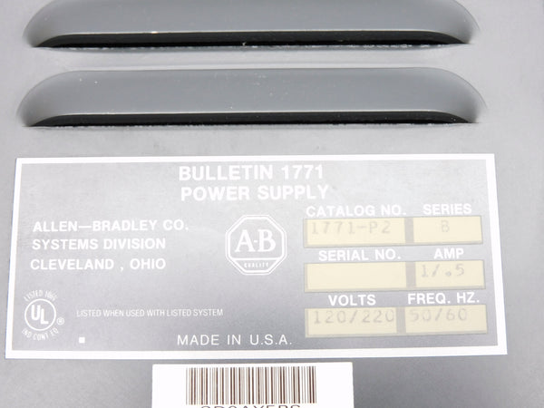 ALLEN BRADLEY 1771-P2 SER. B 120/220V 1/0.5A REMAN