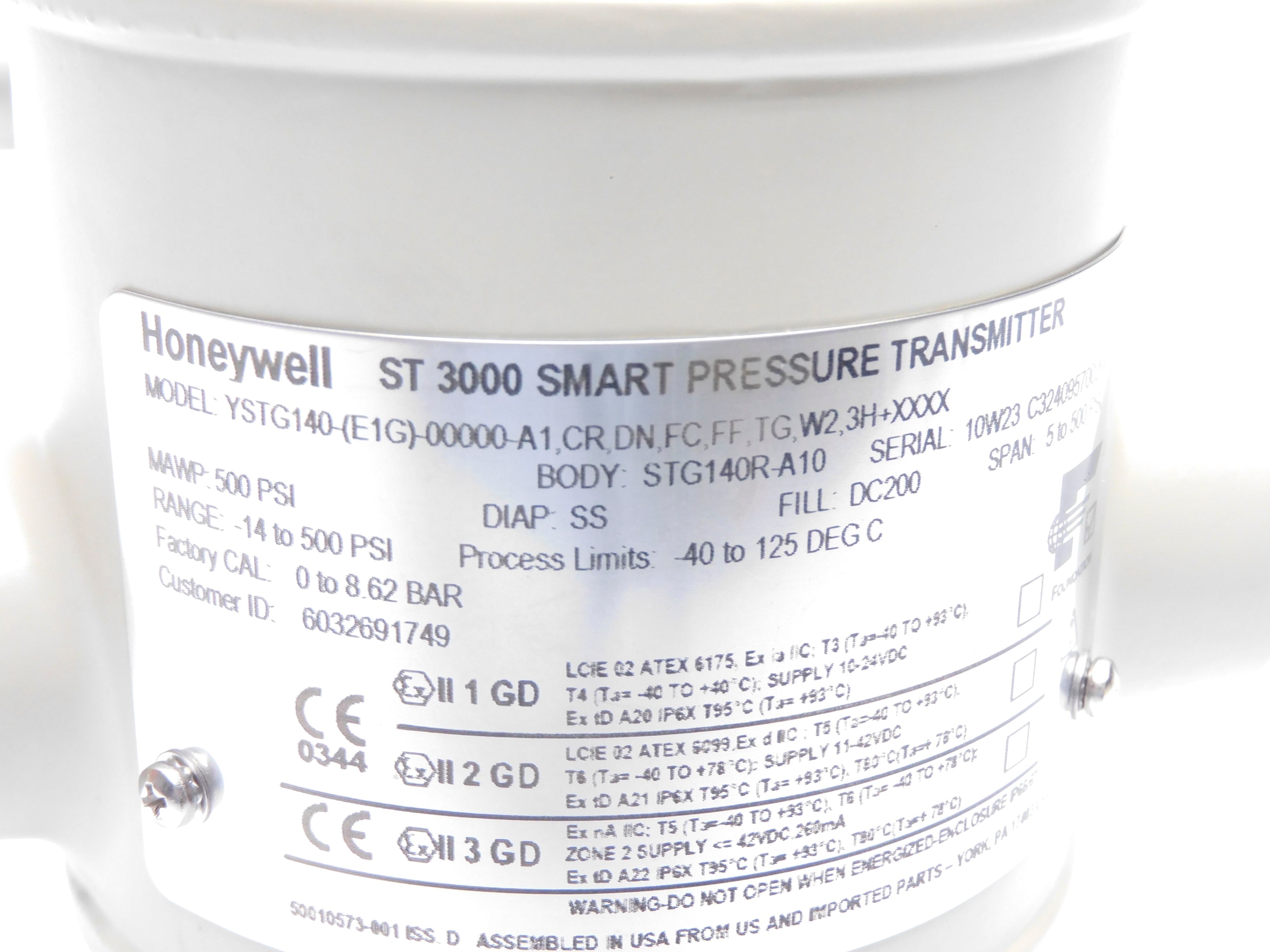 HONEYWELL YSTG140-(E1G)-00000-A1,CR,DN,FC,FF,TG,W22,3H+XXXX NSMP