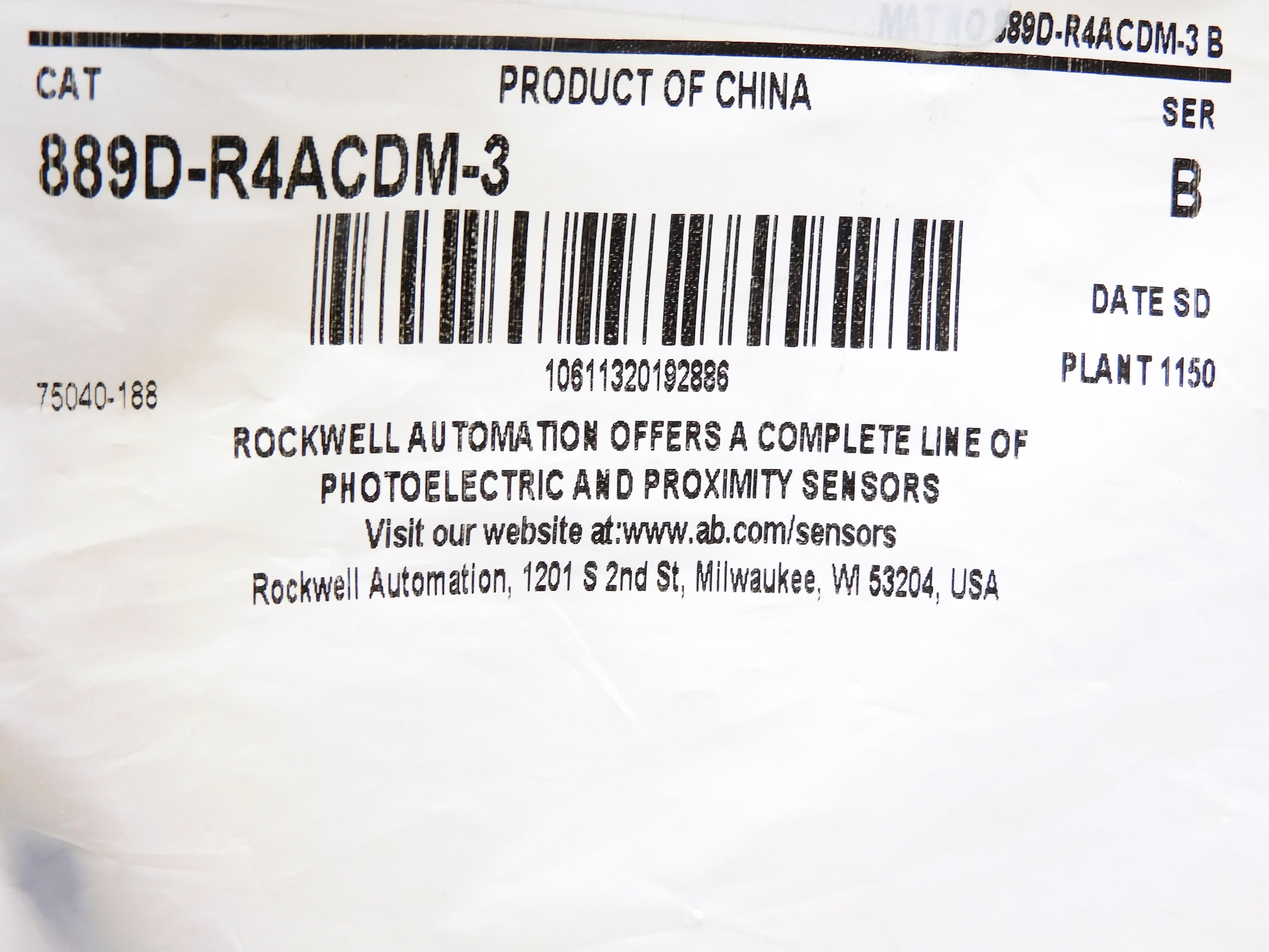 ALLEN BRADLEY 889D-R4ACDM-3 SER. B NSMP