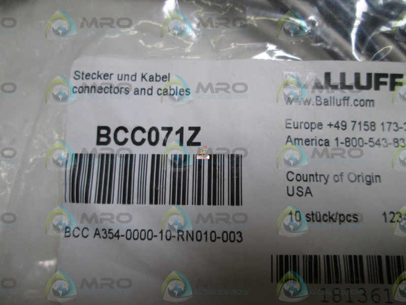 LOT OF 4 BALLUFF CONNECTOR BCC071Z NSNP IN BAG