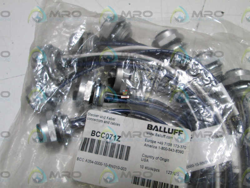 LOT OF 10 BALLUFF CONNECTOR BCC071Z (OPEN BAG)NSNP IN BAG