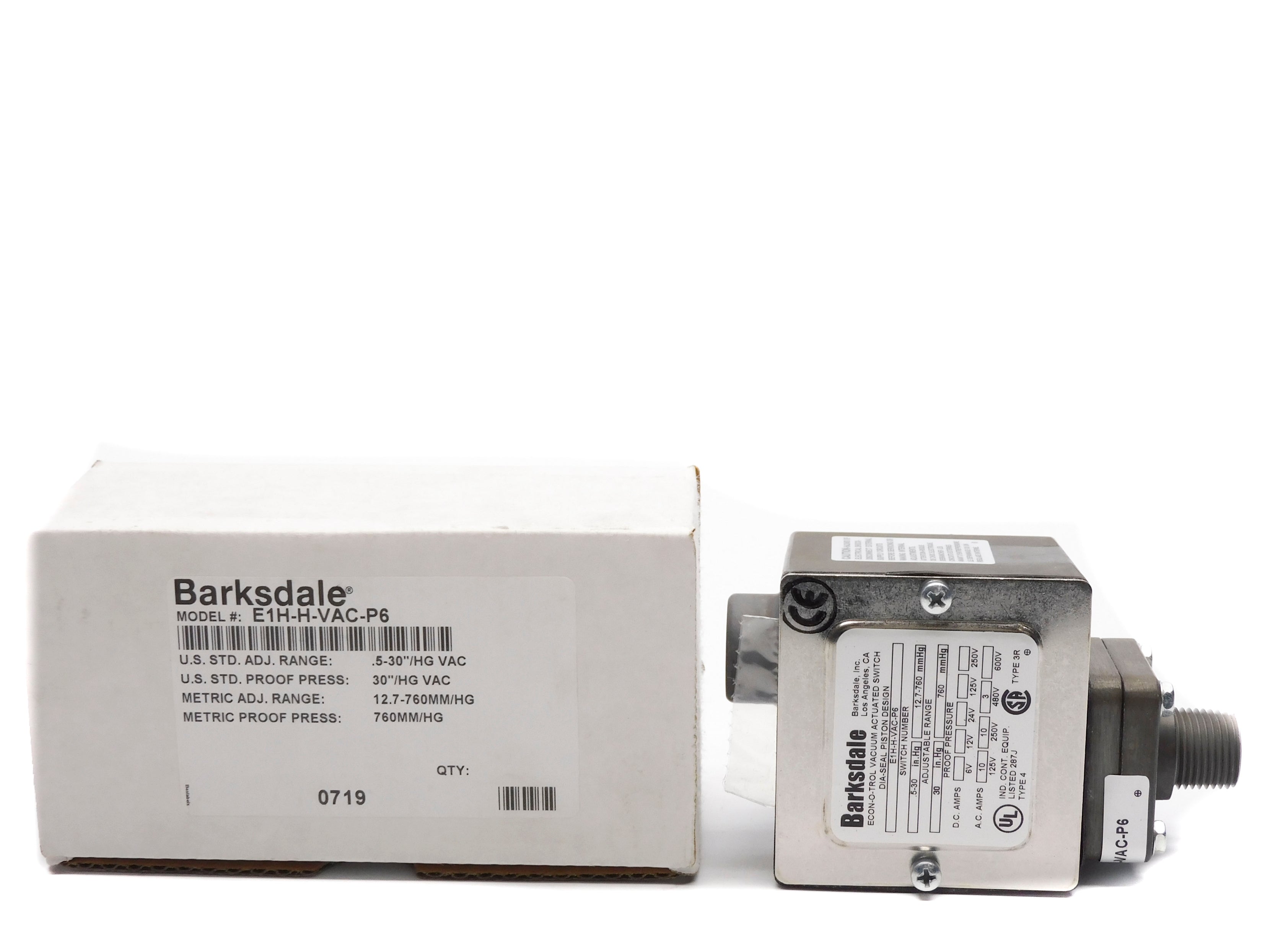 BARKSDALE E1H-H-VAC-P6 480VAC 3A .5-30INHG NSMP